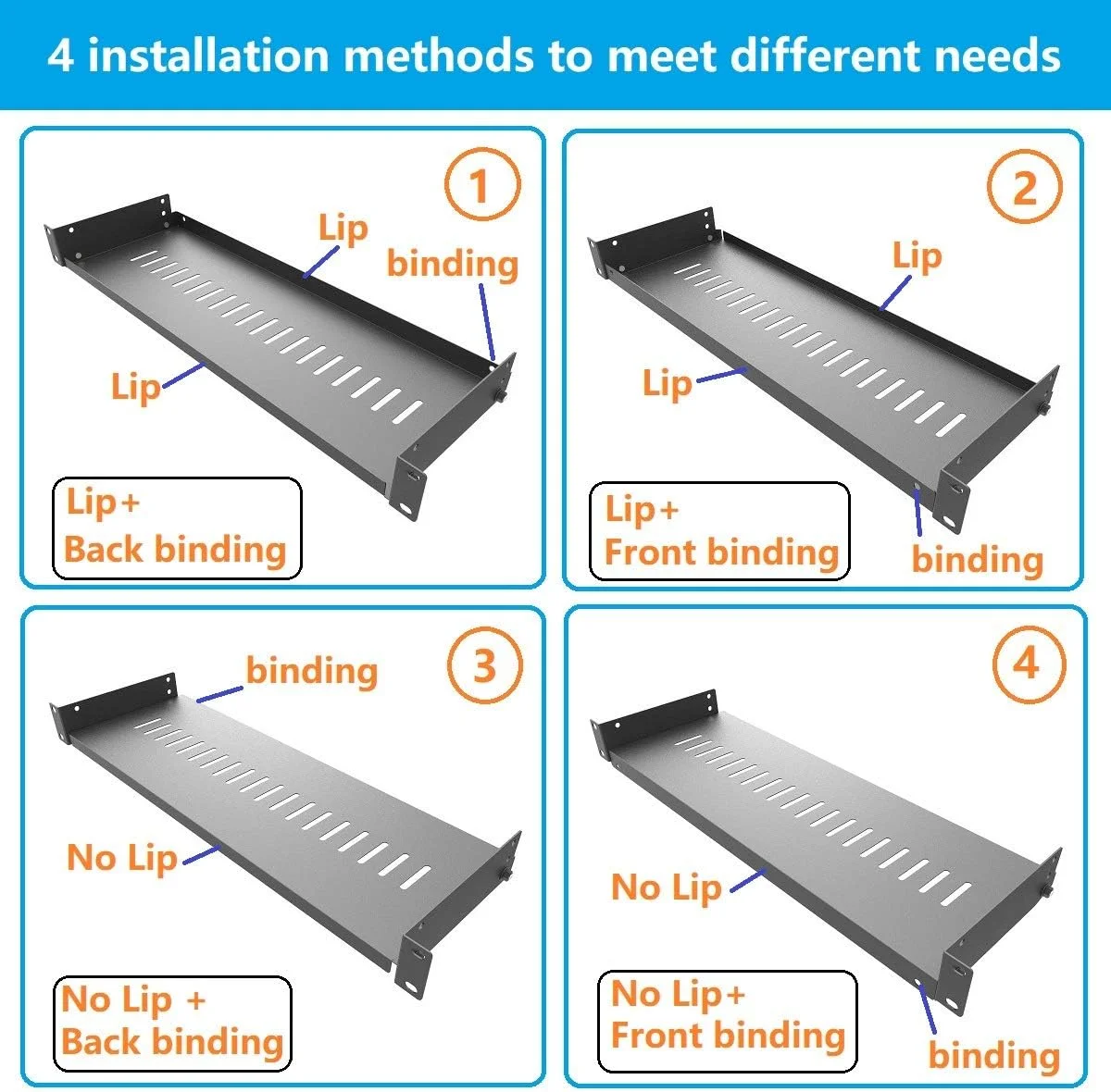 قفسه رک یونیورسال فلزی منفذدار Jingchengmei، عمق 15 سانتیمتر، مناسب برای رک های تجهیزات 19 اینچی، بسته 2 عددی (مونتاژ نشده)