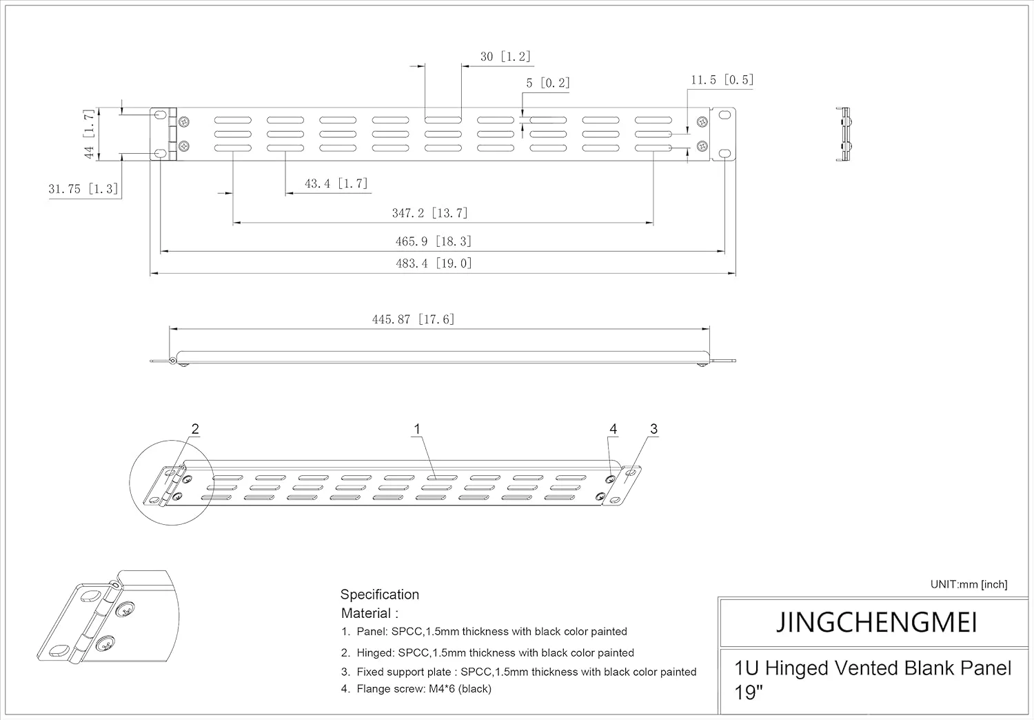 پنل خالی لولایی 1U Jingchengmei - پنل رک سرور شیاردار تهویه دار برای محفظه رک شبکه یا سرور 19 اینچی، مشکی (1UVBPHN، مشکی) پنل خالی لولایی 1U Jingchengmei - پنل رک سرور شیاردار تهویه دار برای محفظه رک شبکه یا سرور 19 اینچی، مشکی (1UVBPHN، مشکی)