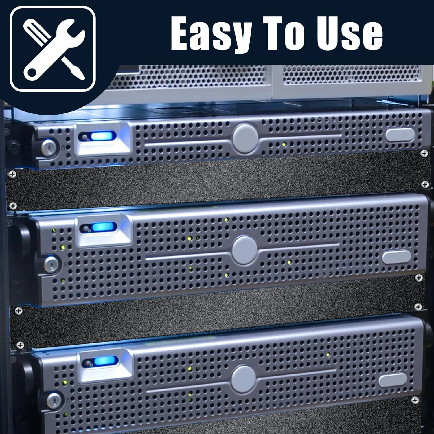 Leinuosen 20 عدد پنل فلزی خام برای نصب در رک، پنل فلزی تخت جدا شده، فاصله دهنده پنل برای رک سرور 19 اینچی، کابینت شبکه یا محفظه، مشکی (1U)