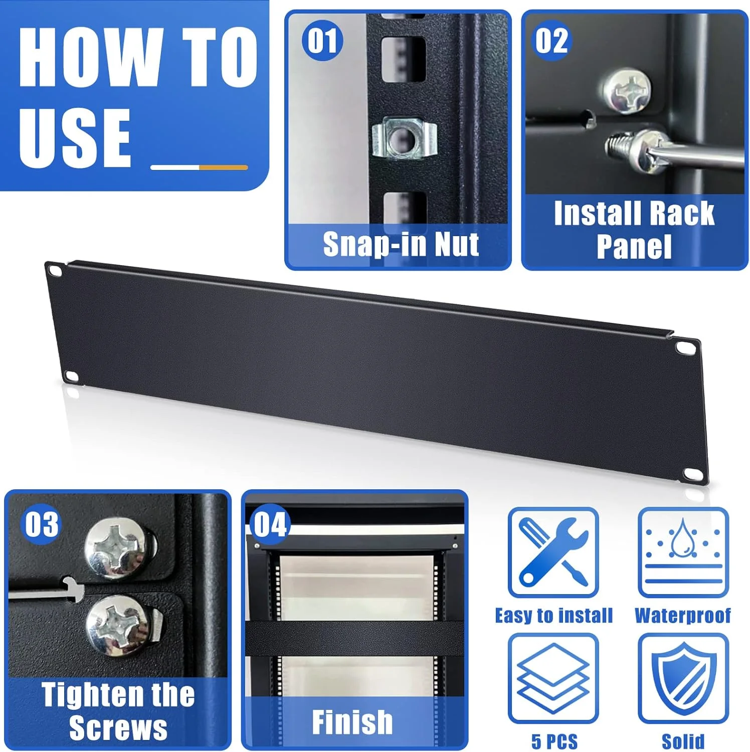 Leinuosen بسته 10 عددی پنل خالی رک 2U، فیلر فلزی نصب رک، پنل تخت فلزی جدا شده برای کابینت یا محفظه رک سرور 19 اینچی