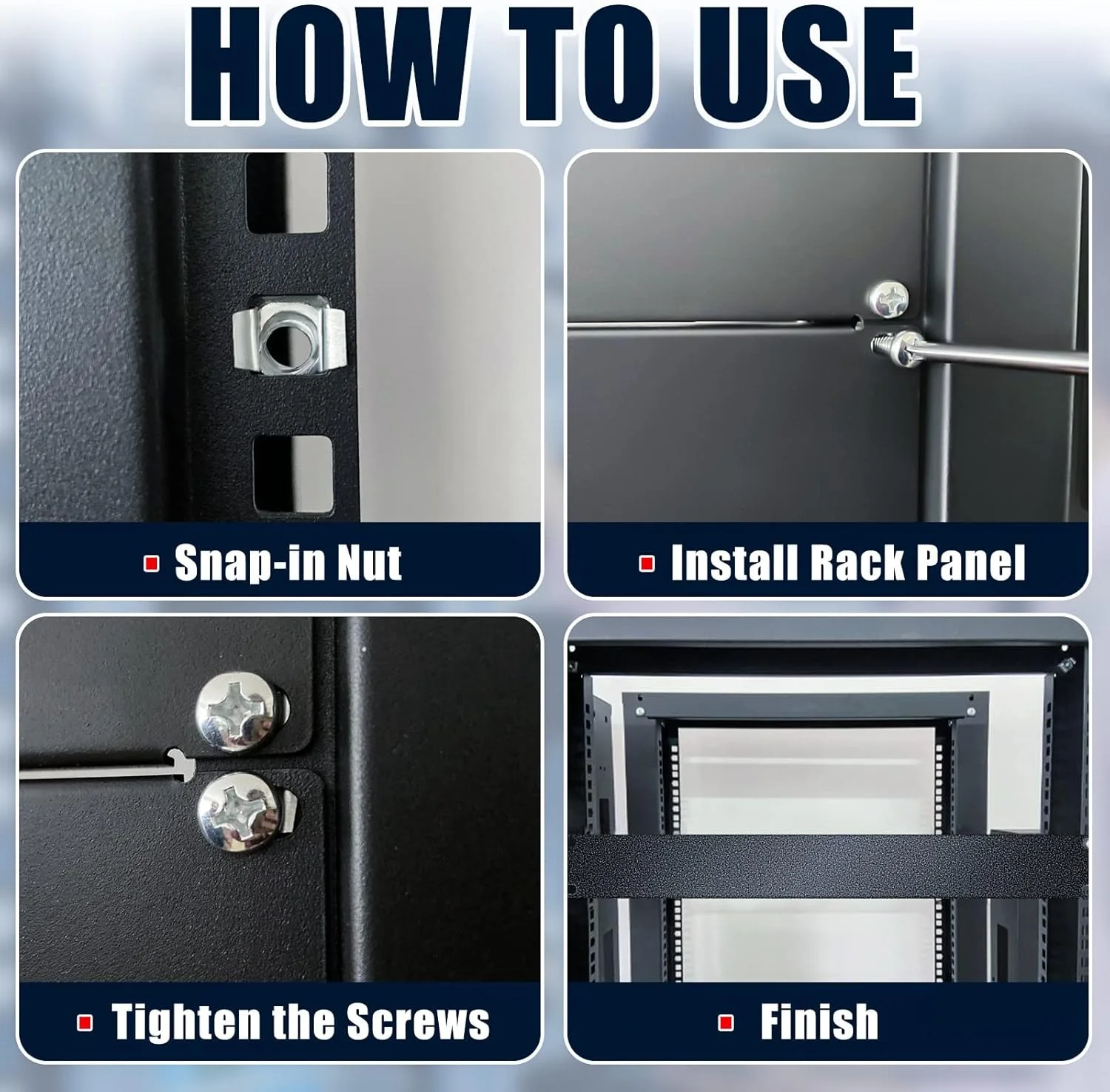 Leinuosen 20 عدد پنل فلزی خام برای نصب در رک، پنل فلزی تخت جدا شده، فاصله دهنده پنل برای رک سرور 19 اینچی، کابینت شبکه یا محفظه، مشکی (1U)