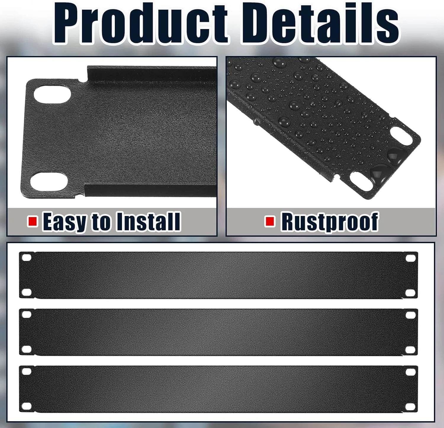 Leinuosen 20 عدد پنل فلزی خام برای نصب در رک، پنل فلزی تخت جدا شده، فاصله دهنده پنل برای رک سرور 19 اینچی، کابینت شبکه یا محفظه، مشکی (1U)