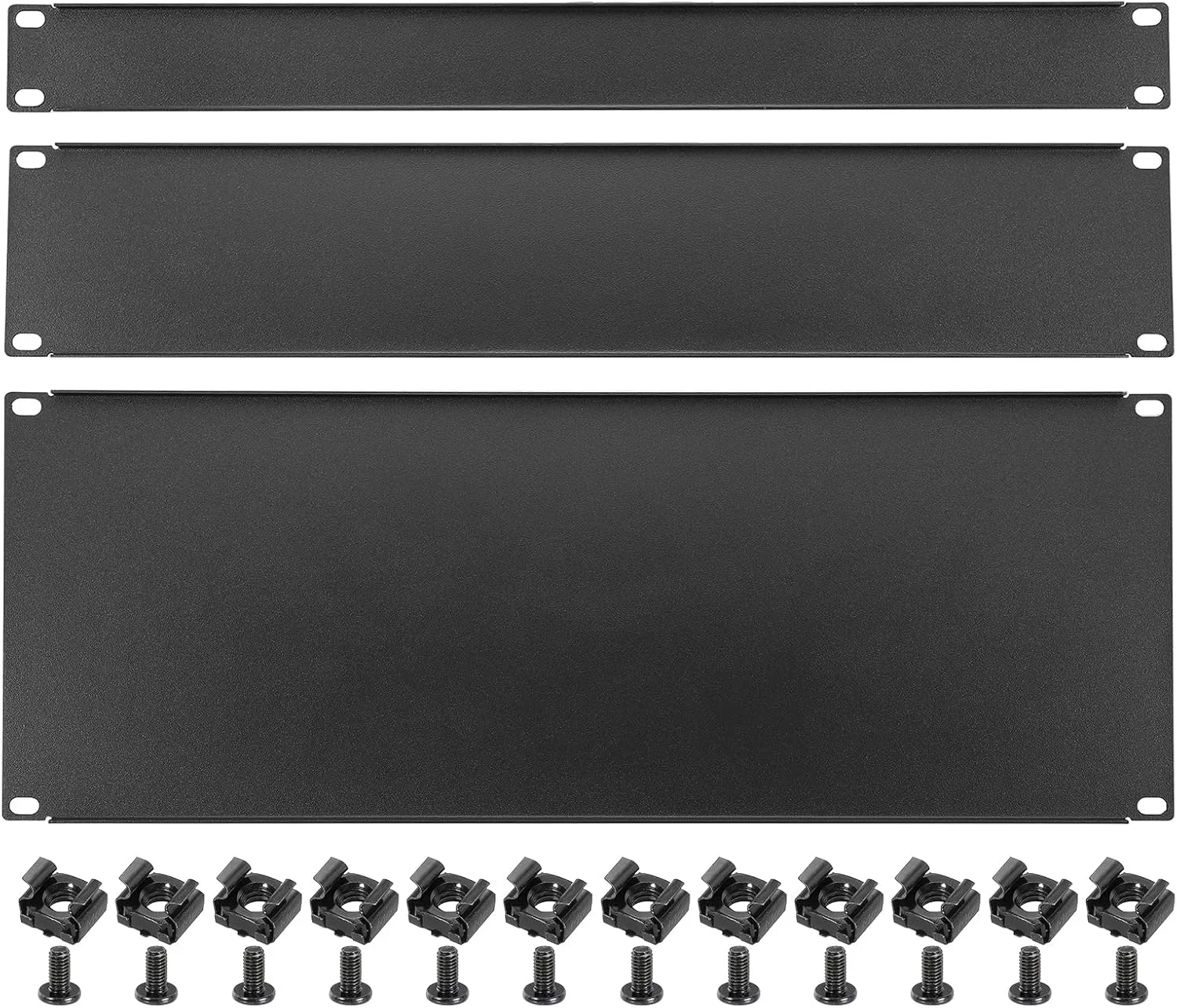 پنل فلزی رک خالی PATIKIL، 1U، 2U، 4U، 19 اینچ، 1 ست کیت پنل پرکننده برای محفظه رک سرور، کابینت، مشکی
