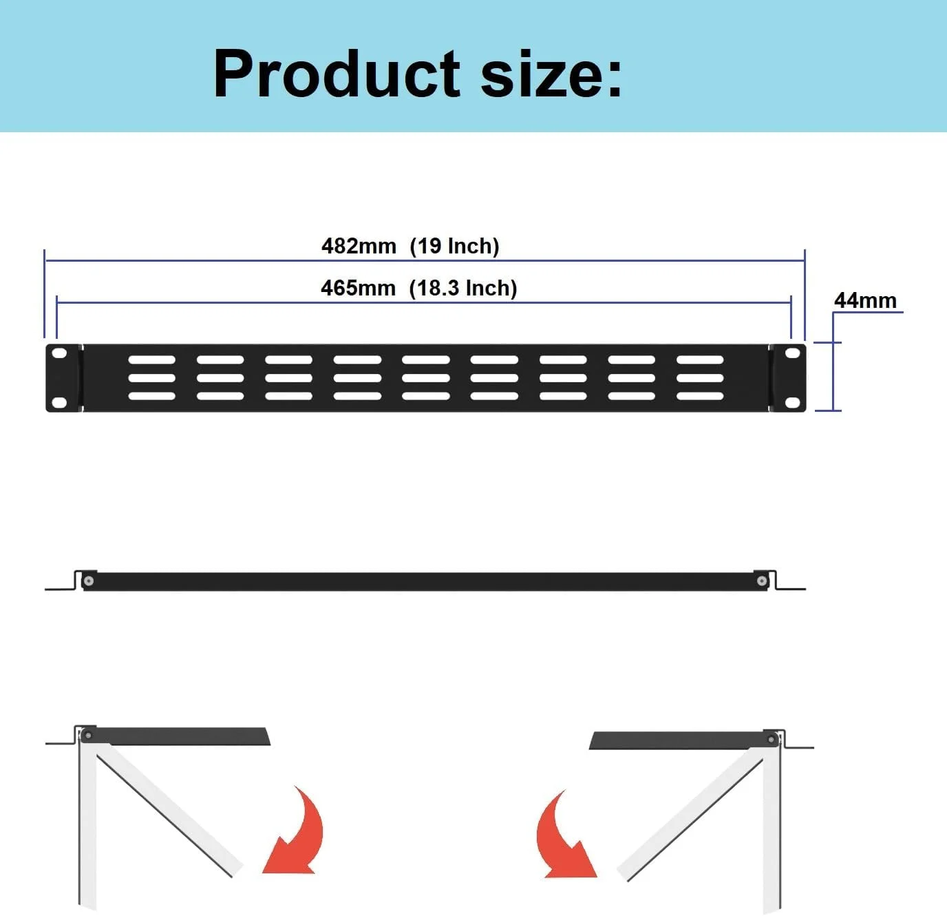 پنل فاصله گذار تهویه دار لولایی 1U برای رک سرور 19 اینچی یا کابینت شبکه (پنل خالی 1U تهویه دار)