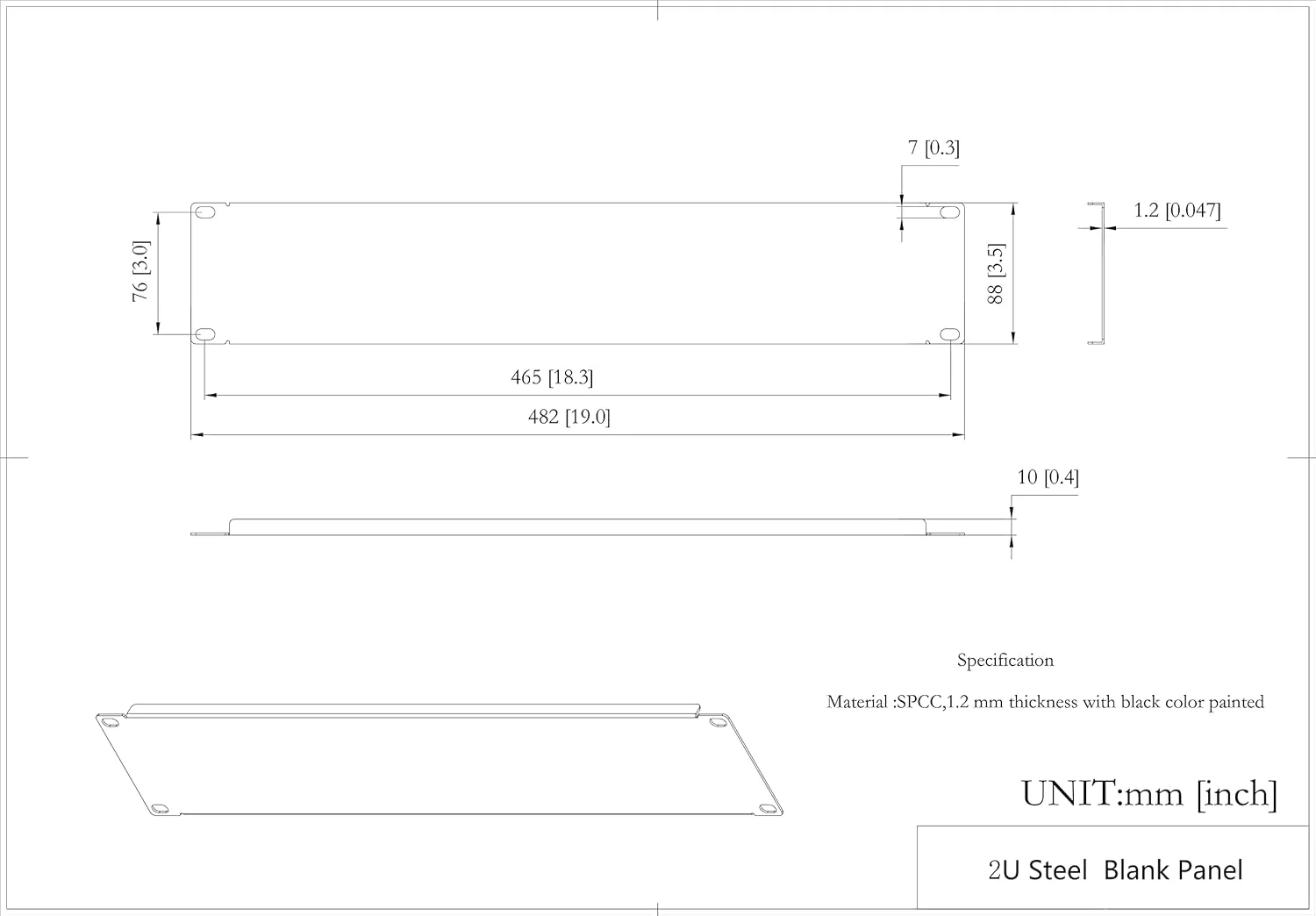 پک 5 عددی پنل خالی 2U - پنل رک سرور فلزی برای رک یا محفظه سرور 19 اینچی، مشکی (2UBP5PC)