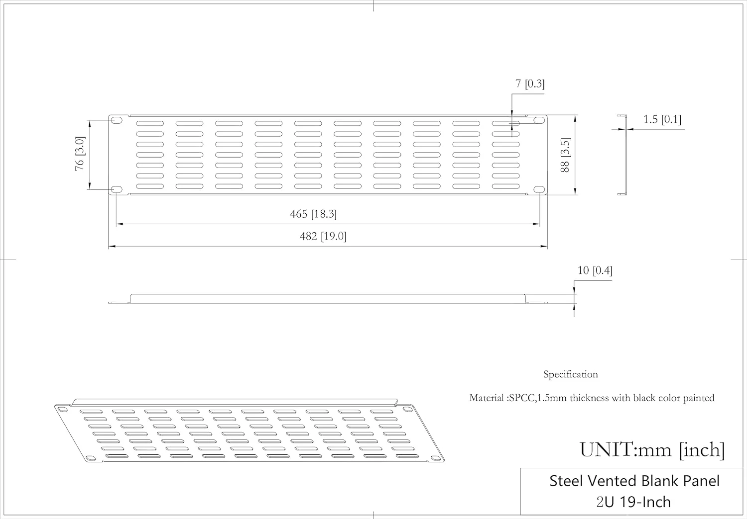 پنل تهویه دار فلزی 2U برای رک یا کابینت سرور 19 اینچی، مشکی (2UVBP2PC) - بسته 2 عددی پنل تهویه دار فلزی 2U برای رک یا کابینت سرور 19 اینچی، مشکی (2UVBP2PC) - بسته 2 عددی