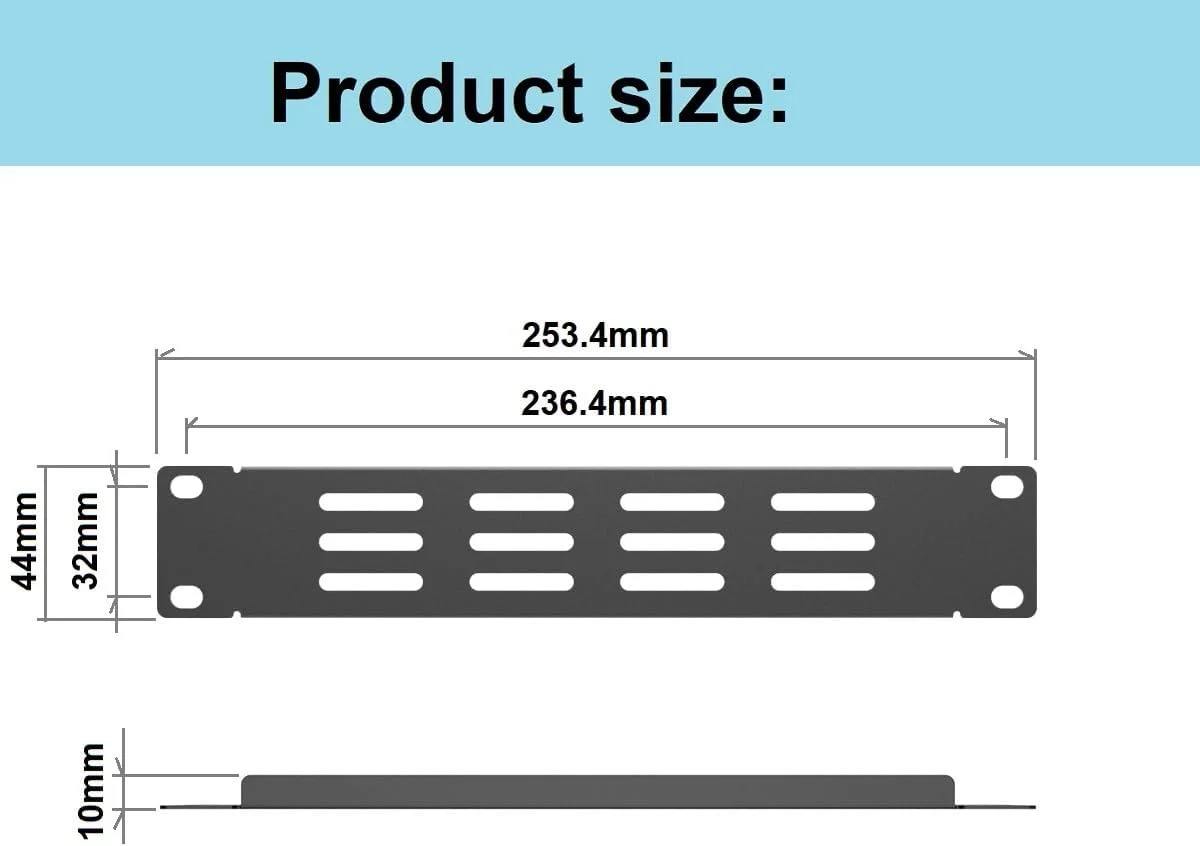 کیائو یوبانگ، دو عدد پنل خالی تهویه دار ۱۰ اینچی، نصب رک 1U برای رک سرور ۱۰ اینچی، کابینت شبکه یا رک رومیزی