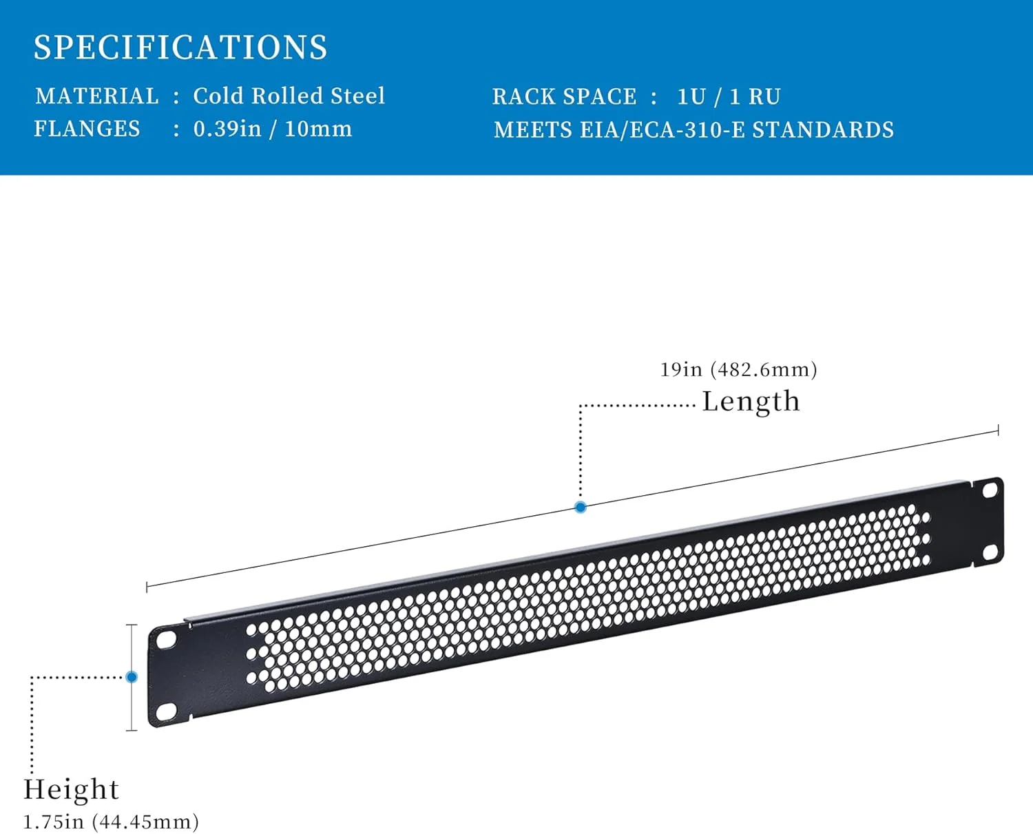پنل فاصله دهنده رک خالی RackPath 1U با تهویه (بسته 10 عددی) برای محفظه رک سرور 19 اینچی یا کابینت شبکه