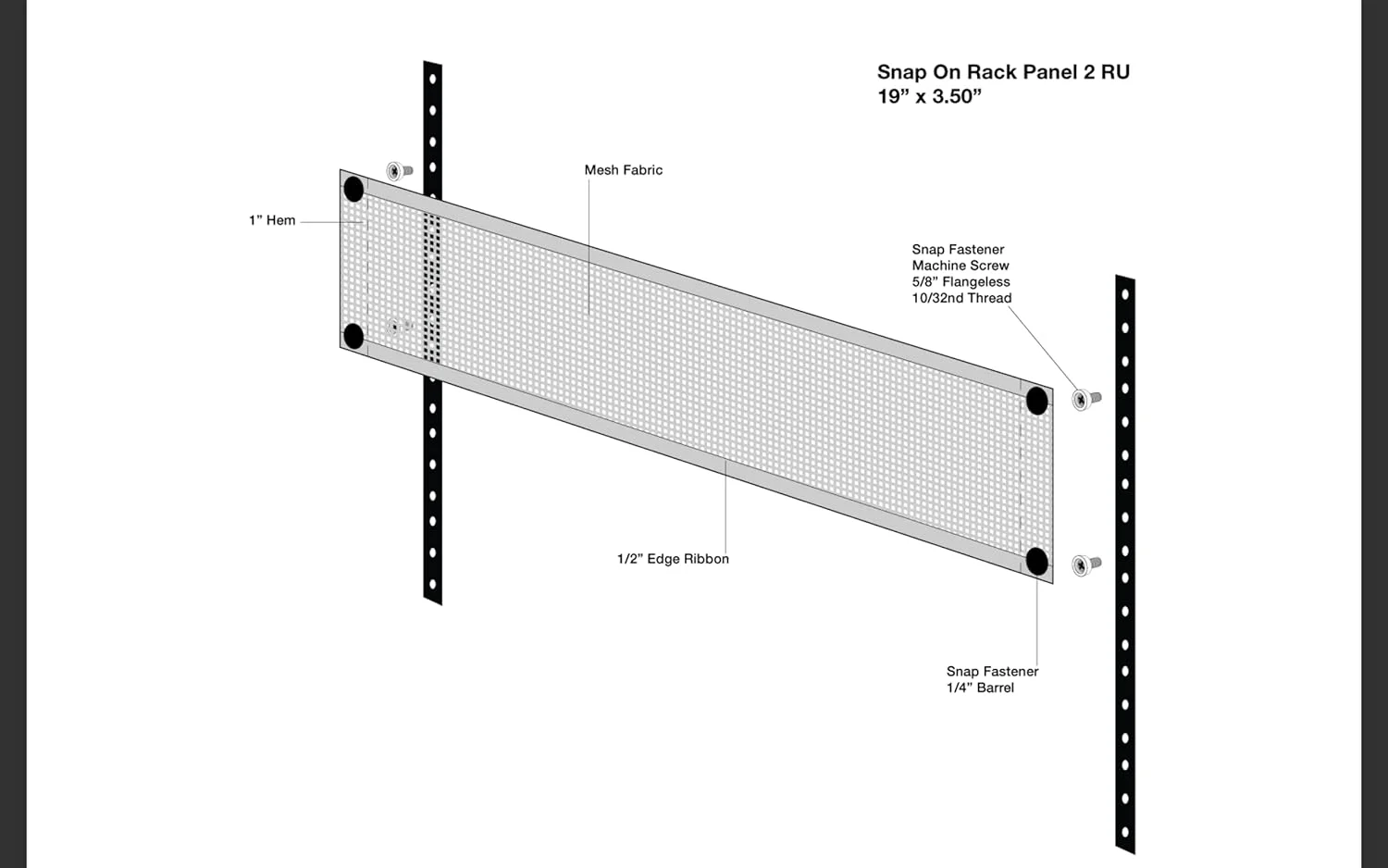 پنل های رک اسنپ-آن 2U تهویه دار، فاصله دهنده نصب برای محفظه یا کیس های شبکه سرور 19 اینچی