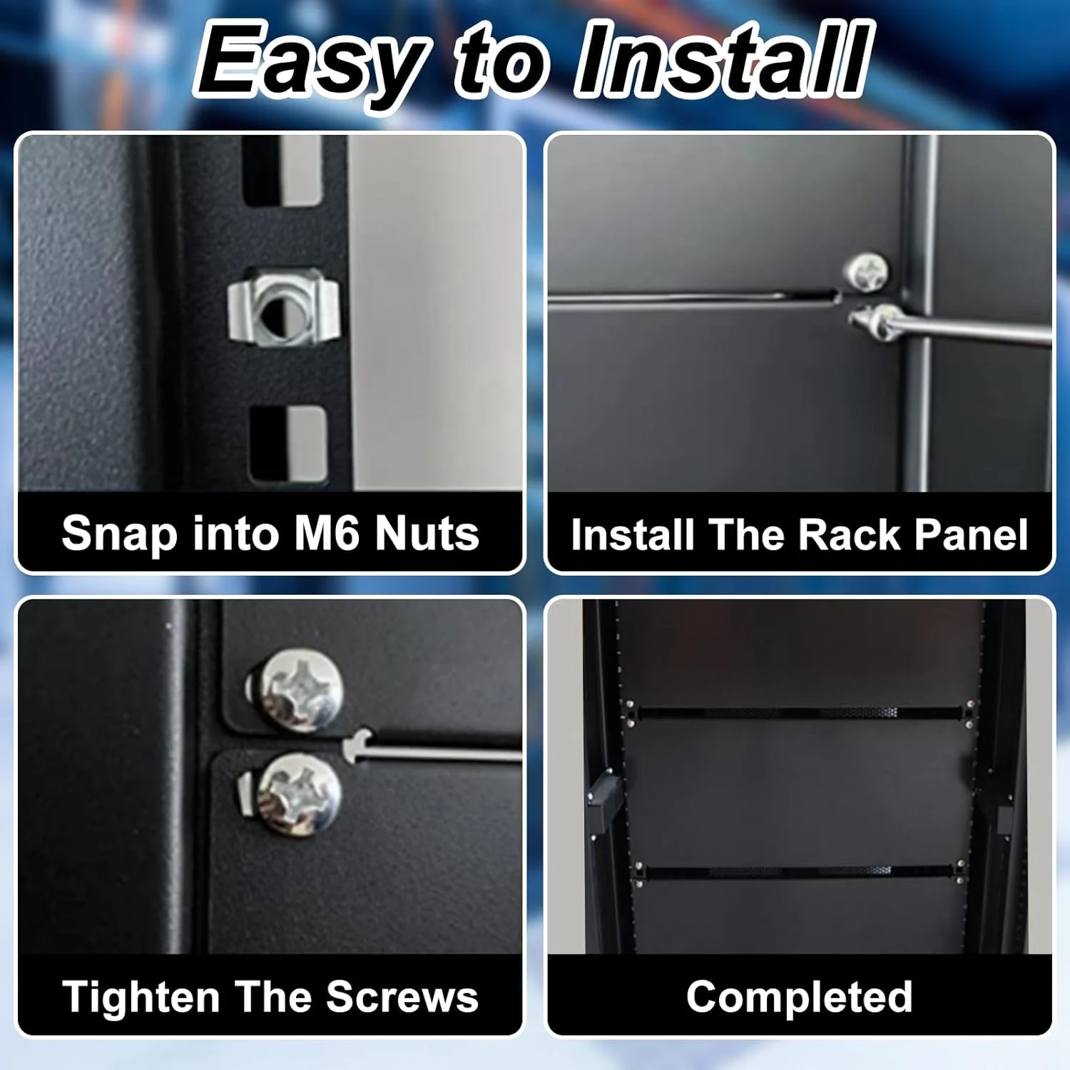 پنل خالی 1U Suprwin، پنل نصب رک خالی 1U 19 اینچی، پنل مدیریت کابل نصب رک جدا شده 1U، فاصله دهنده پنل نصب رک 1U با برس برای کابل کابینت محفظه رک شبکه سرور (4 عدد)