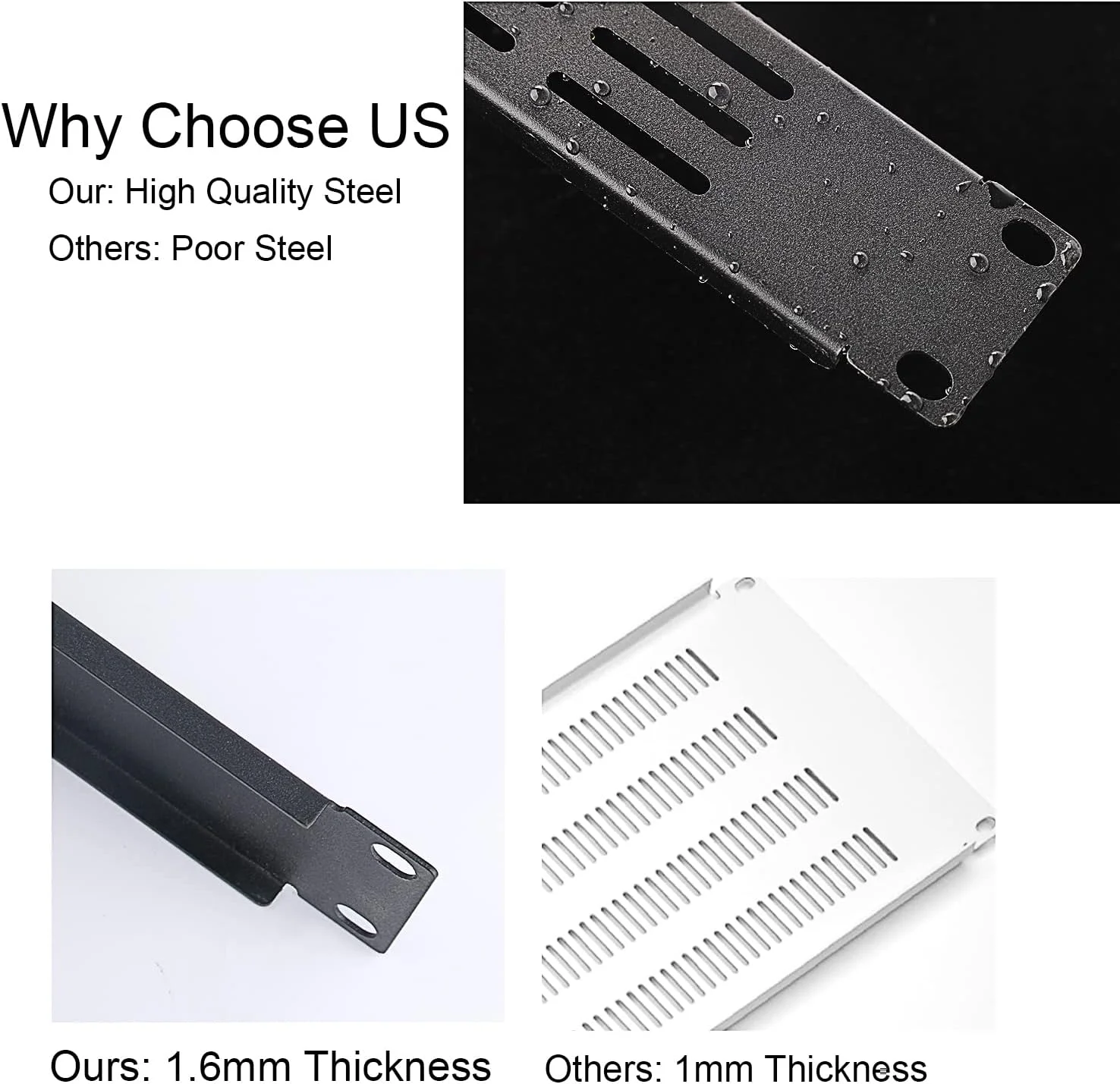 پنل رک خالی 1U 2U 3U، میله پشتیبانی پوشش رک مشکی برای محفظه کابینت شبکه نوار مدیریت کابل (1U تهویه دار 5 عددی)