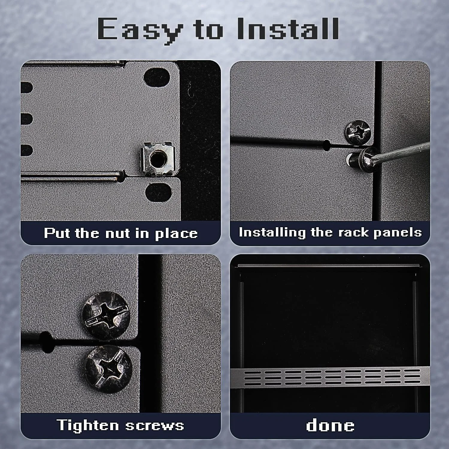 پنل رک خالی 1U 2U 3U، میله پشتیبانی پوشش رک مشکی برای محفظه کابینت شبکه نوار مدیریت کابل (1U تهویه دار 5 عددی)