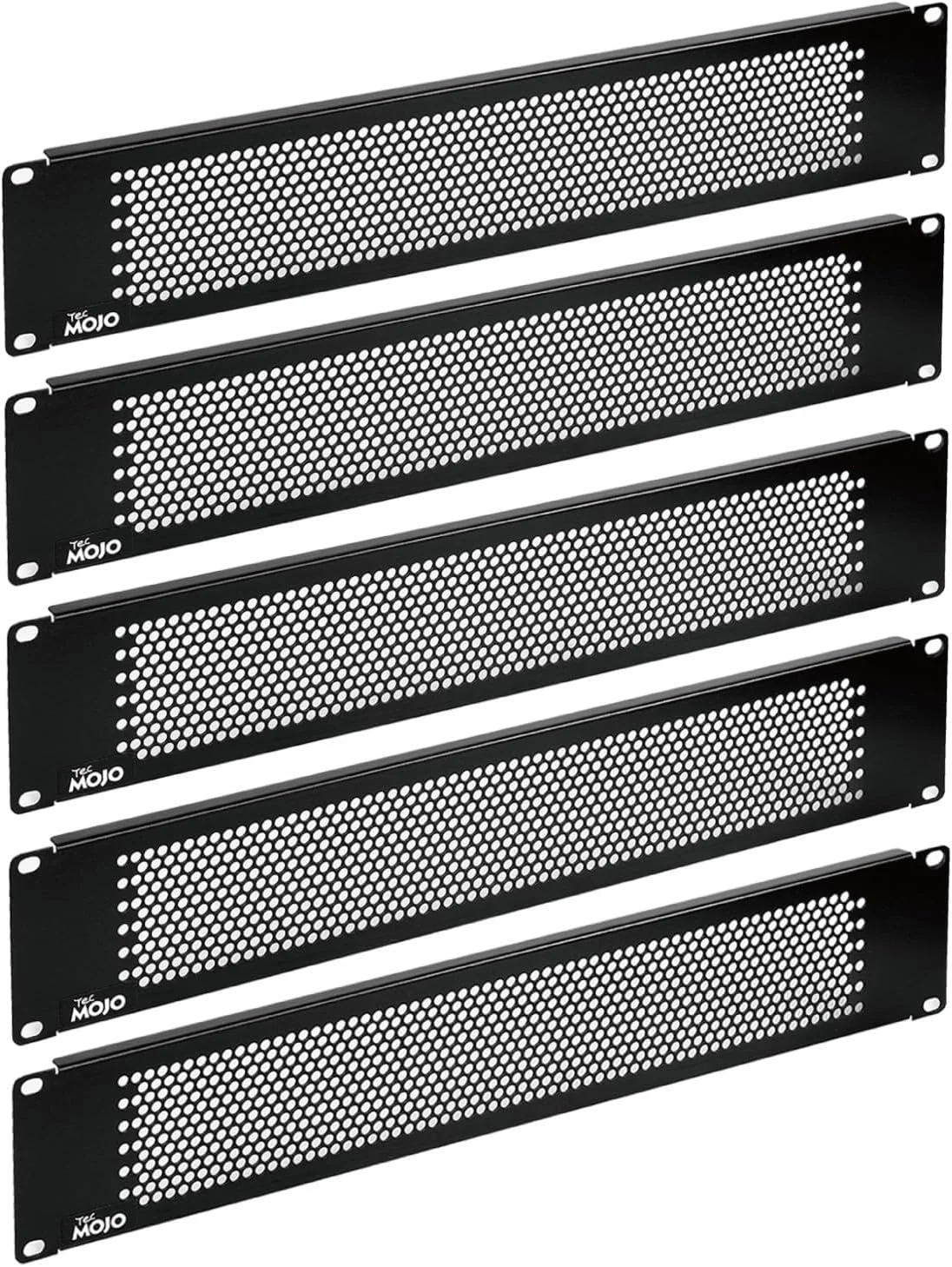 پنل خالی 2U Tecmojo، صفحه نصب رک برای رک سرور 19 اینچی، رک شبکه، محفظه ها و کابینت ها، دارای تهویه، مشکی (بسته 5 عددی)