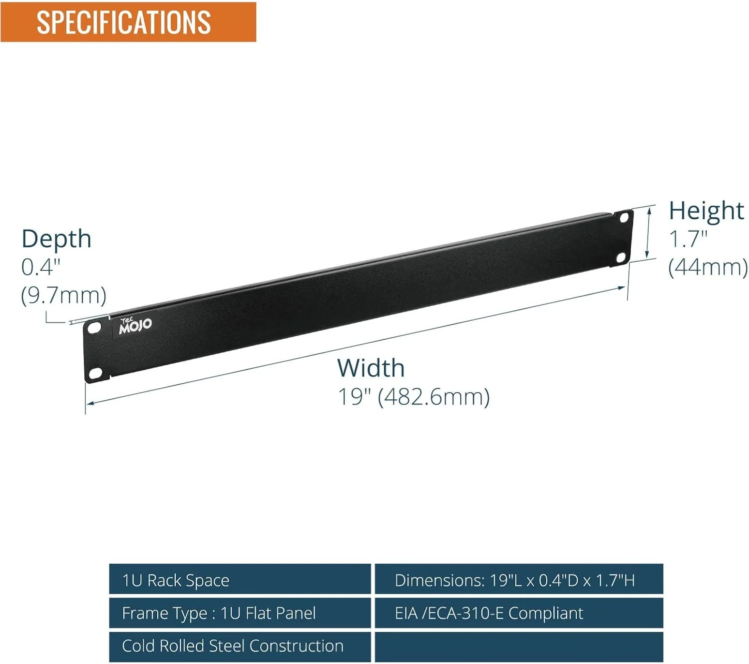 پنل خالی 1U Tecmojo، صفحه نصب رک برای رک سرور 19 اینچی، رک شبکه، محفظه ها و کابینت ها، مشکی (بسته 5 عددی 1U SOLID)