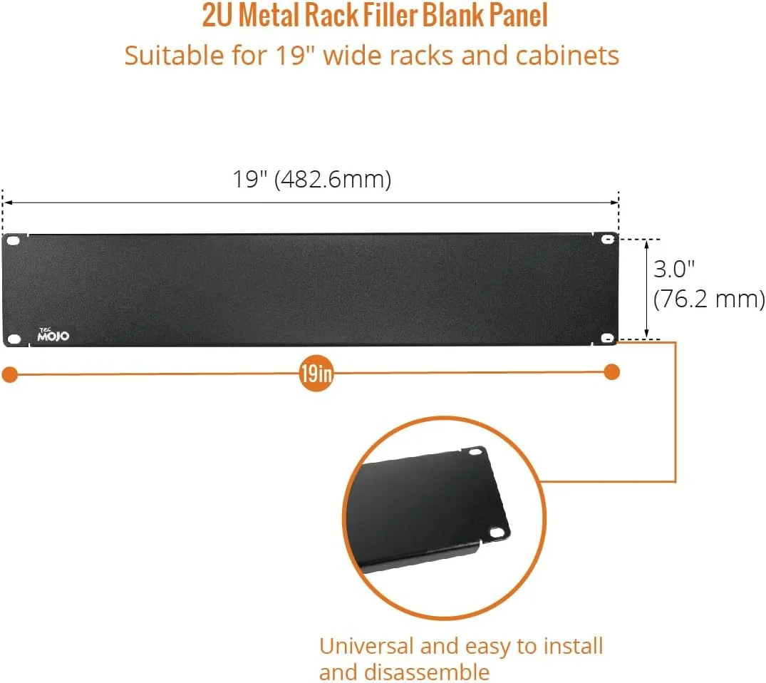 پنل خالی 2U Tecmojo، صفحه نصب رک برای رک سرور 19 اینچی، رک شبکه، محفظه ها و کابینت ها، جامد، مشکی (بسته 2 عددی) پنل خالی 2U Tecmojo، صفحه نصب رک برای رک سرور 19 اینچی، رک شبکه، محفظه ها و کابینت ها، جامد، مشکی (بسته 2 عددی)