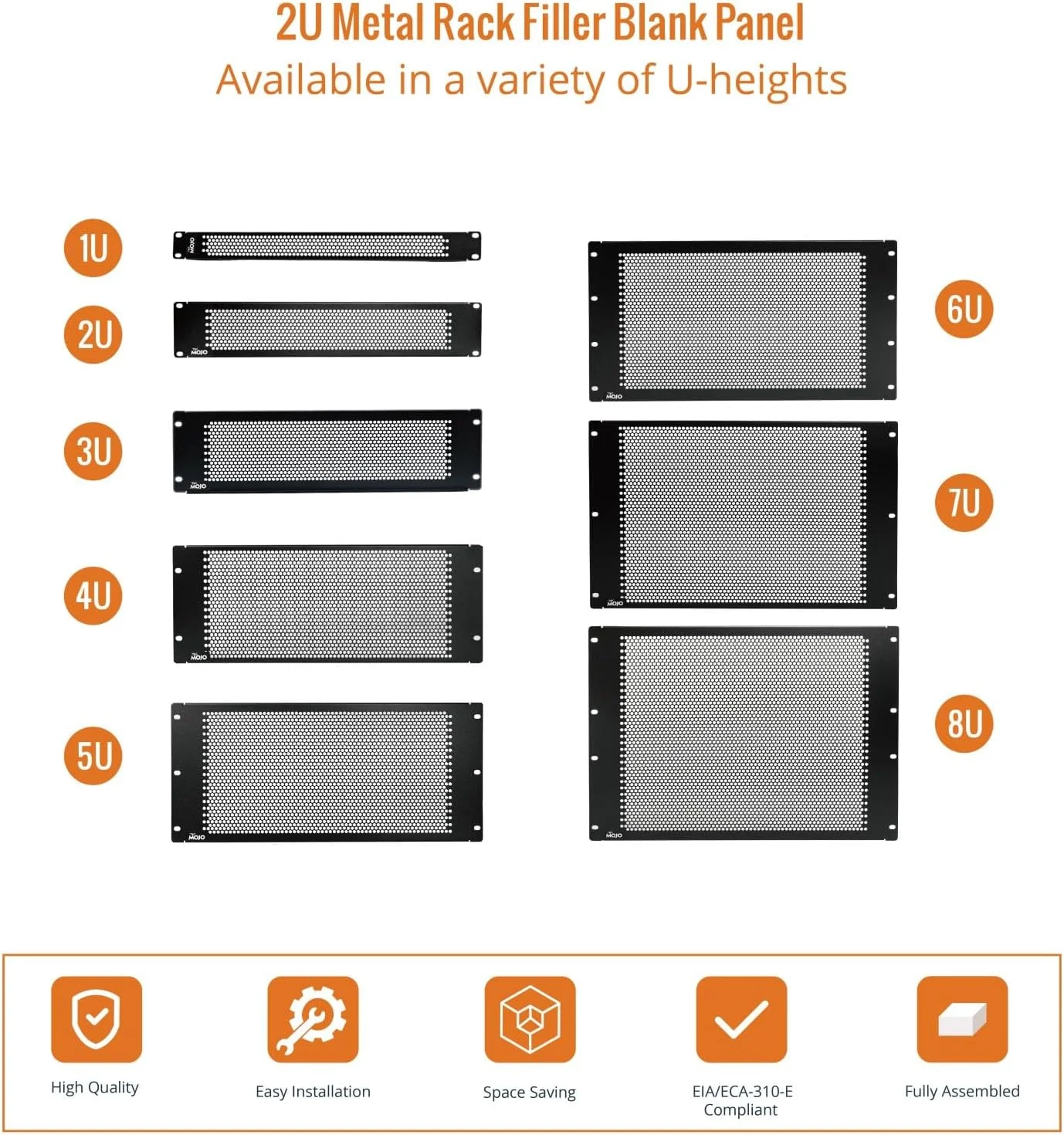 پنل خالی 2U Tecmojo، صفحه نصب رک برای رک سرور 19 اینچی، رک شبکه، محفظه ها و کابینت ها، دارای تهویه، مشکی (بسته 5 عددی)