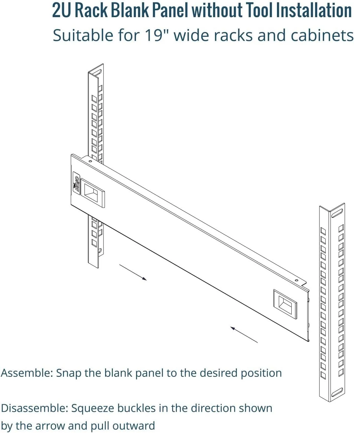 پنل خالی 2U Tecmojo، بسته 5 عددی، پنل خالی رک فولادی نورد سرد، صفحه نصب رک برای محفظه رک سرور 19 اینچی یا کابینت شبکه، نصب بدون ابزار، مشکی
