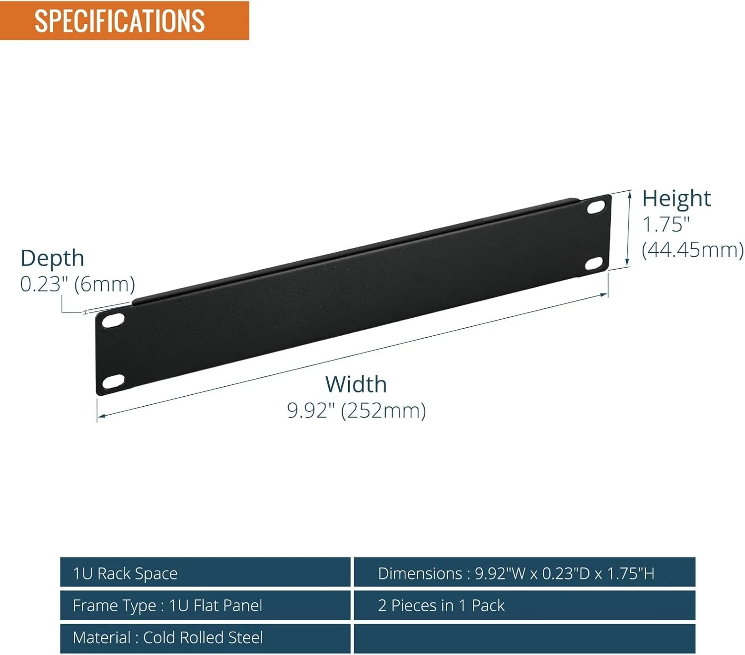 پنل رک خالی 1U تک موجو، پرکننده پنل پچ فولادی برای رک سرور با عرض 10 اینچ، کابینت شبکه، مرکز داده، آزمایشگاه های خانگی، مشکی (بسته 2 عددی)