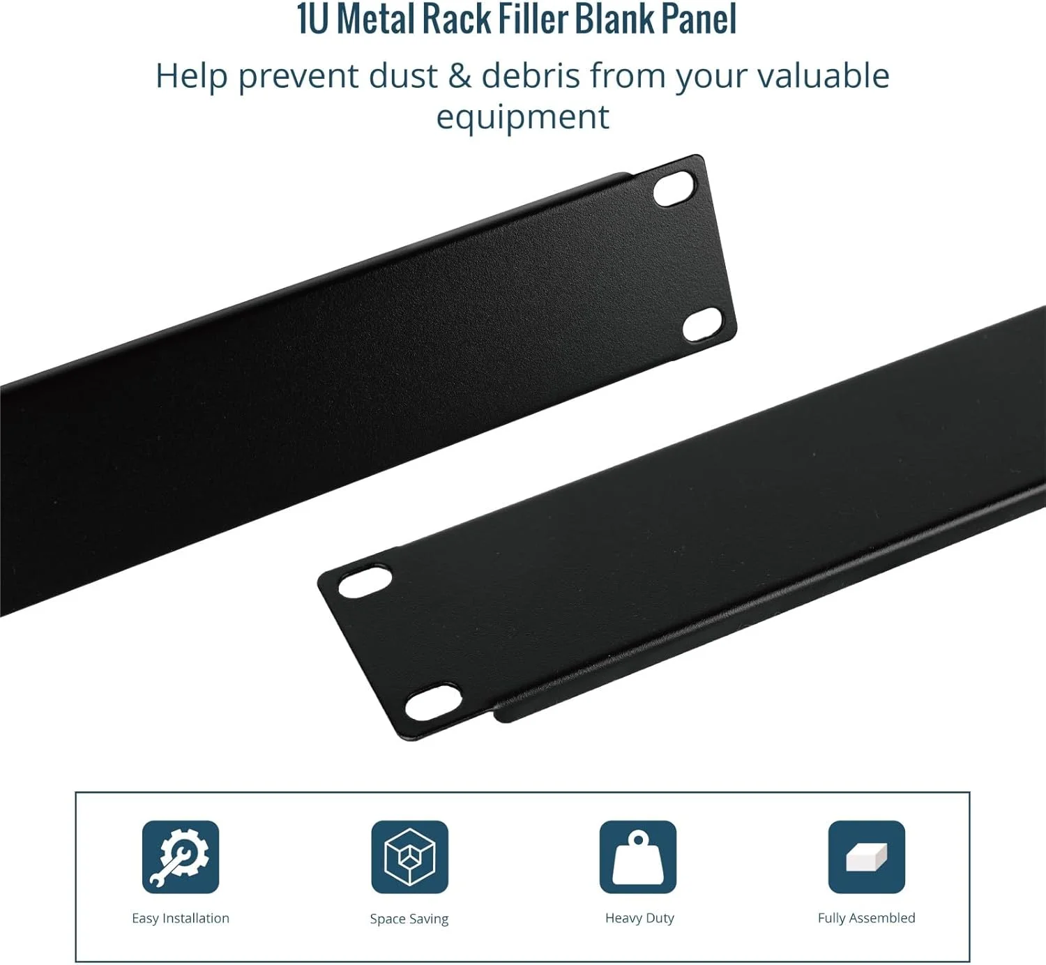 پنل پوششی رک 1U تِک موجو، بسته 2 عددی، فیلر پنل پچ استیل برای رک سرور 10 اینچی، کابینت شبکه، مرکز داده، آزمایشگاه خانگی، مشکی