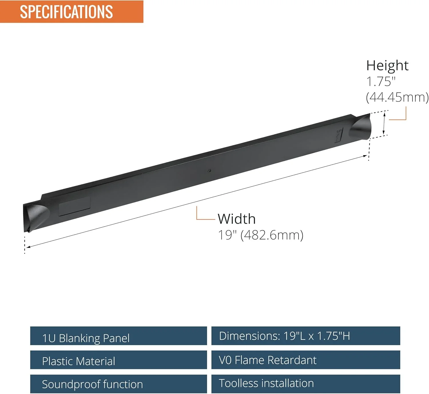 پنل خالی 1U Tecmojo، پنل خالی پلاستیکی رک، صفحه نصب رک برای محفظه رک سرور 19 اینچی یا کابینت شبکه، نصب بدون ابزار، مشکی (بسته 10 عددی)
