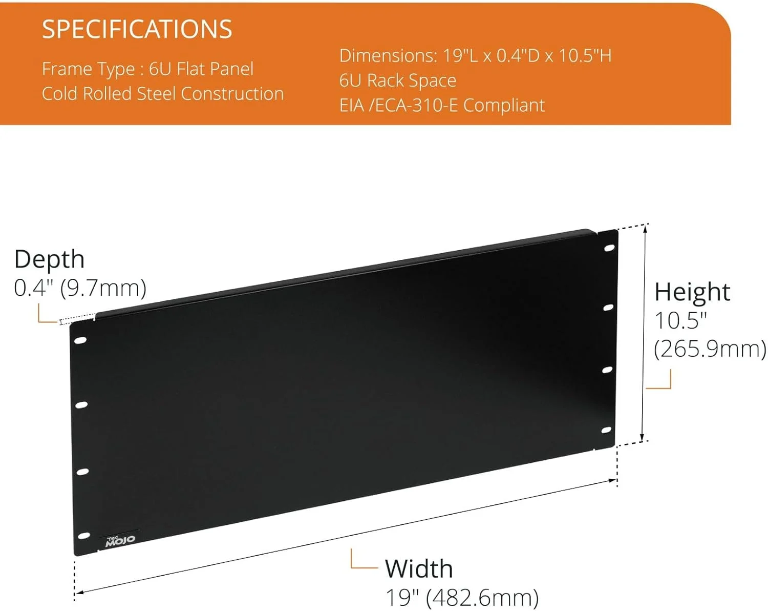پنل خالی 6U Tecmojo، صفحه نصب رک برای رک سرور 19 اینچی، رک شبکه، محفظه ها و کابینت ها، جامد، مشکی