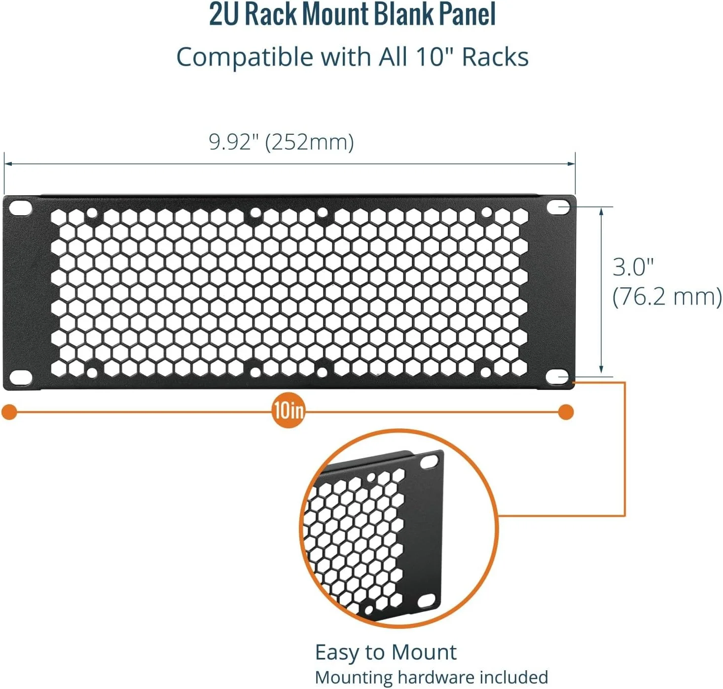پنل پوششی رک 2U تهویه دار Tecmojo، بسته 2 عددی، فیلر پنل پچ استیل برای رک سرور 10 اینچی، کابینت شبکه، مرکز داده، آزمایشگاه خانگی، مشکی