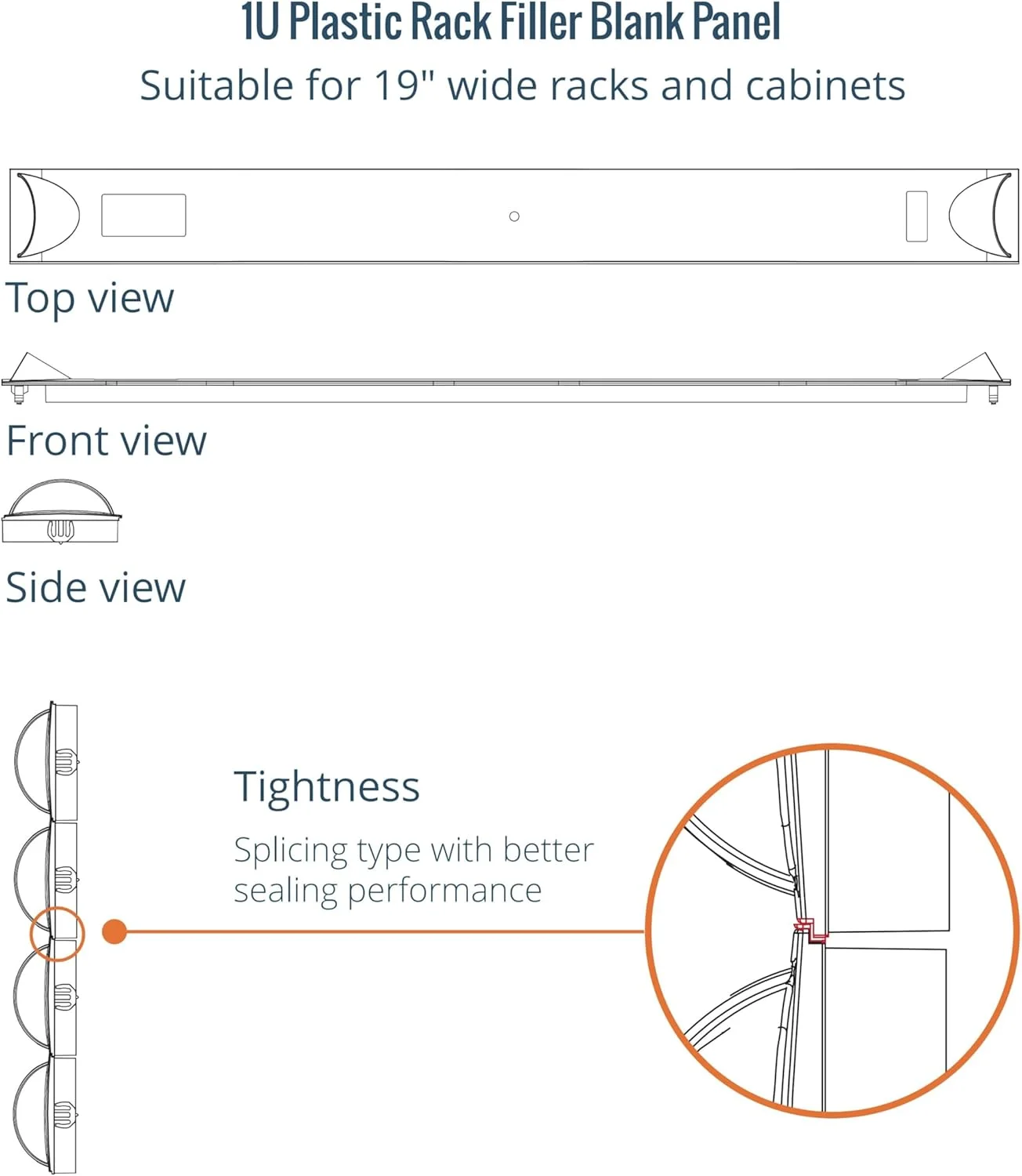 پنل خالی 1U Tecmojo، پنل خالی پلاستیکی رک، صفحه نصب رک برای محفظه رک سرور 19 اینچی یا کابینت شبکه، نصب بدون ابزار، مشکی (بسته 10 عددی)