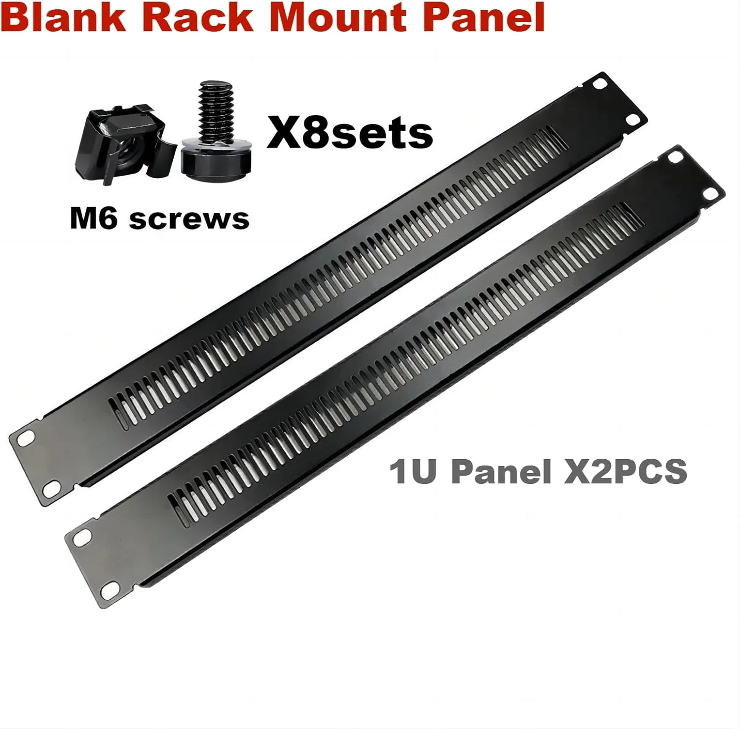 دو عدد پنل فاصله گذار رک خالی 1U با تهویه برای محفظه یا کابینت رک شبکه سرور 19 اینچی (همراه با پیچ های M6) دو عدد پنل فاصله گذار رک خالی 1U با تهویه برای محفظه یا کابینت رک شبکه سرور 19 اینچی (همراه با پیچ های M6)