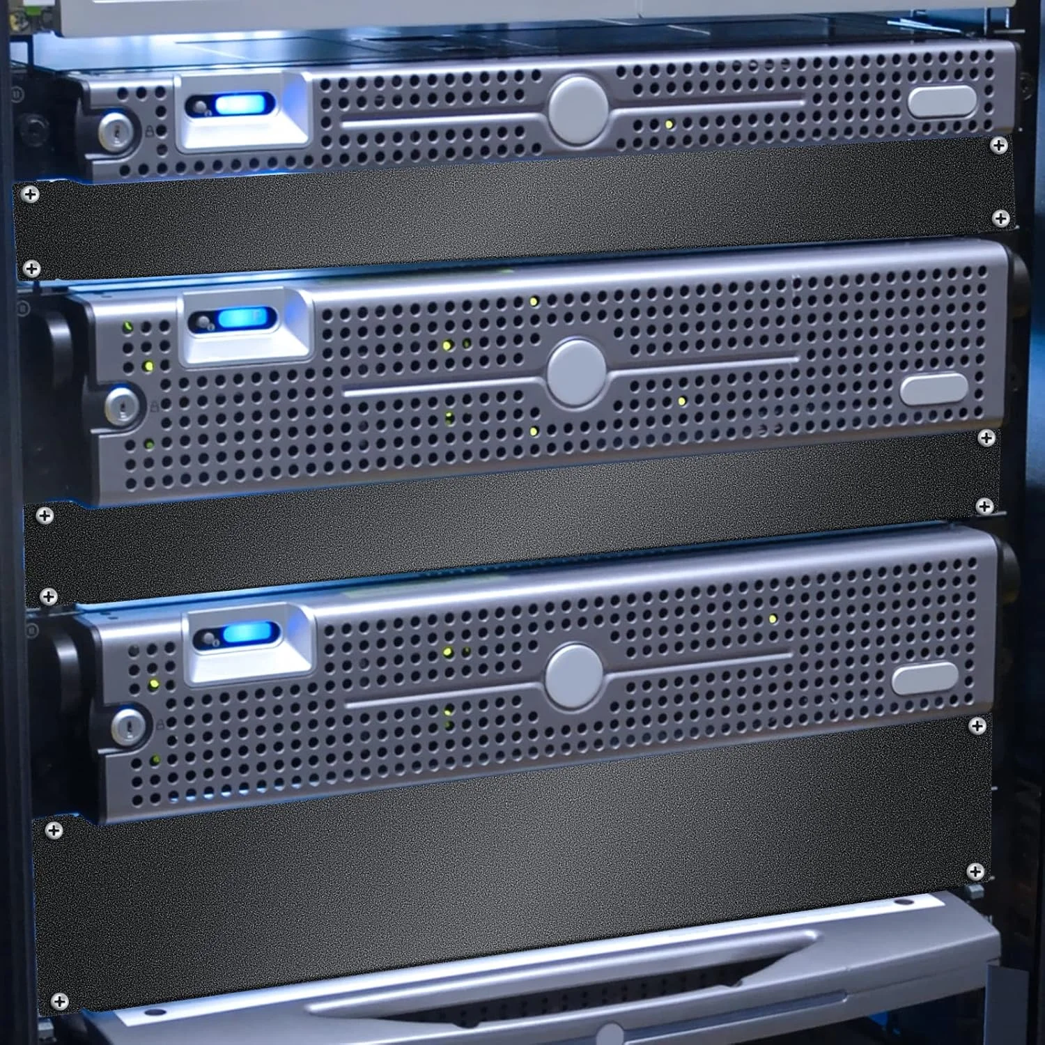 پنل های فلزی ۱U، ۲U، ۴U برای رک، پنل فاصله دهنده، کیت پنل پوشاننده رک ۱۹ اینچی برای محفظه رک سرور، مشکی (۶ عدد)