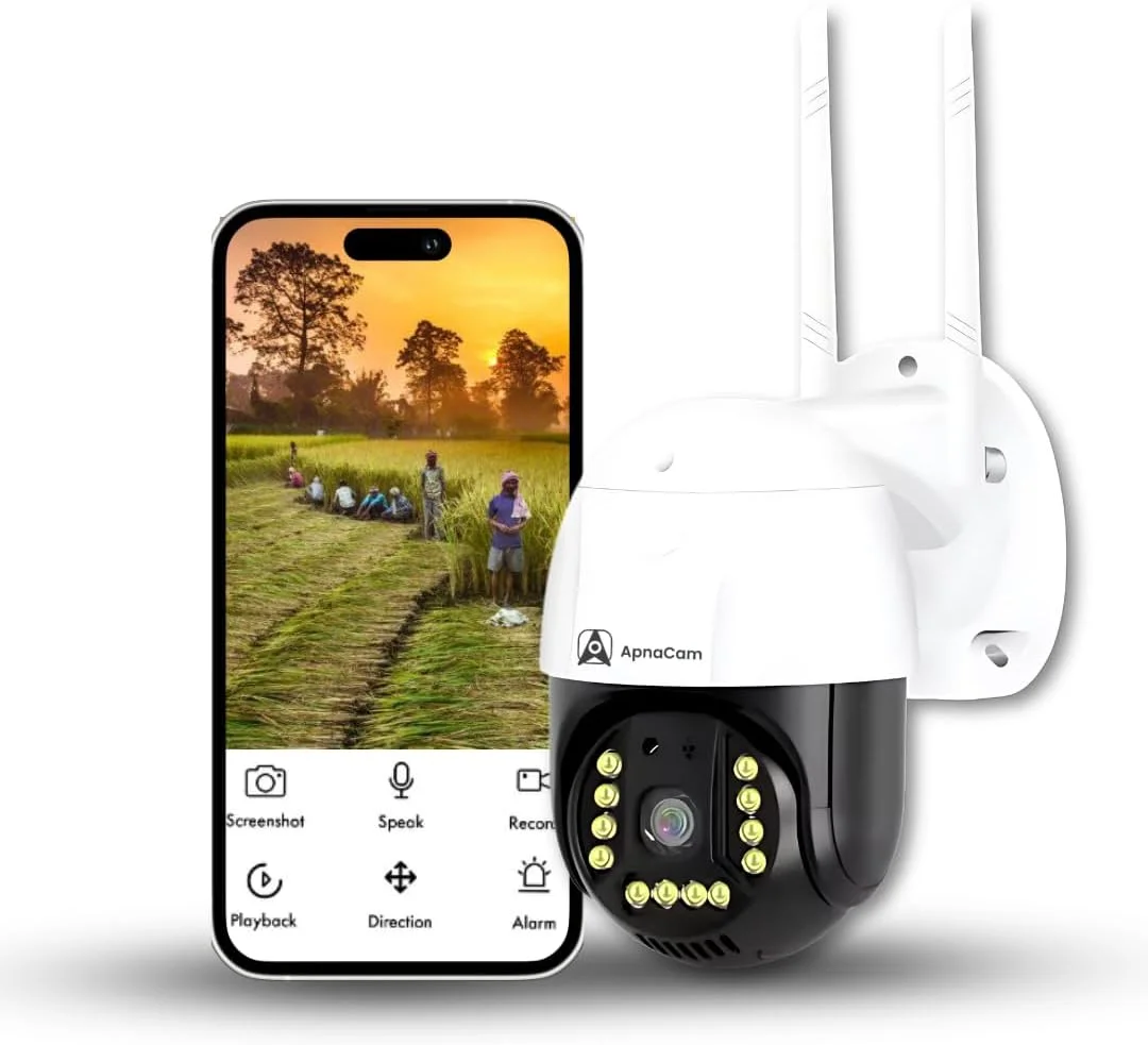 دوربین مداربسته PTZ 4 مگاپیکسل 4G سیم کارت FHD با قابلیت نظارت زنده | چرخش 360 درجه | صدای دو طرفه | حالت شب رنگی | ضبط کارت SD | دوربین امنیتی تشخیص حرکت