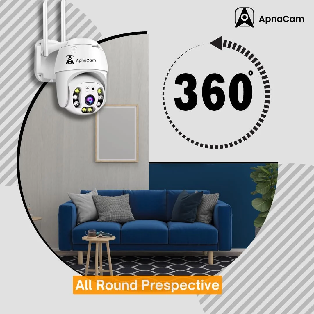 دوربین هوشمند وای فای PTZ با قابلیت چرخش 355 درجه مناسب فضای باز با قابلیت نظارت زنده، صدای دو طرفه، تشخیص حرکت، آلارم، ضبط روی کارت SD، ذخیره سازی ابری، دوربین دید در شب رنگی، ضد آب و هوا IP66