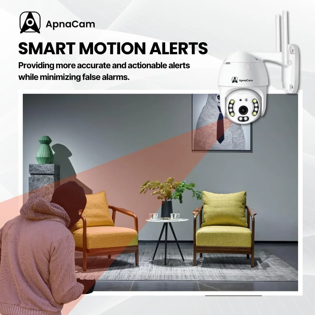 دوربین مداربسته ۳۶۰ درجه ۳ مگاپیکسلی ApnaCam | وای فای هوشمند UHD | دوربین مداربسته PTZ بیرونی دید در شب رنگی، نظارت زنده، ضد آب IP66، ضبط کارت SD دوربین مداربسته ۳۶۰ درجه ۳ مگاپیکسلی ApnaCam | وای فای هوشمند UHD | دوربین مداربسته PTZ بیرونی دید در شب رنگی، نظارت زنده، ضد آب IP66، ضبط کارت SD