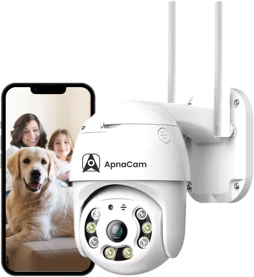 دوربین مداربسته هوشمند وایرلس وای فای 3 مگاپیکسلی ApnaCam مناسب فضای باز | دوربین امنیتی PTZ | دید در شب رنگی | صدای دو طرفه | ضد آب و هوا، دوربین امنیتی وای فای فضای باز، نظارت خانگی