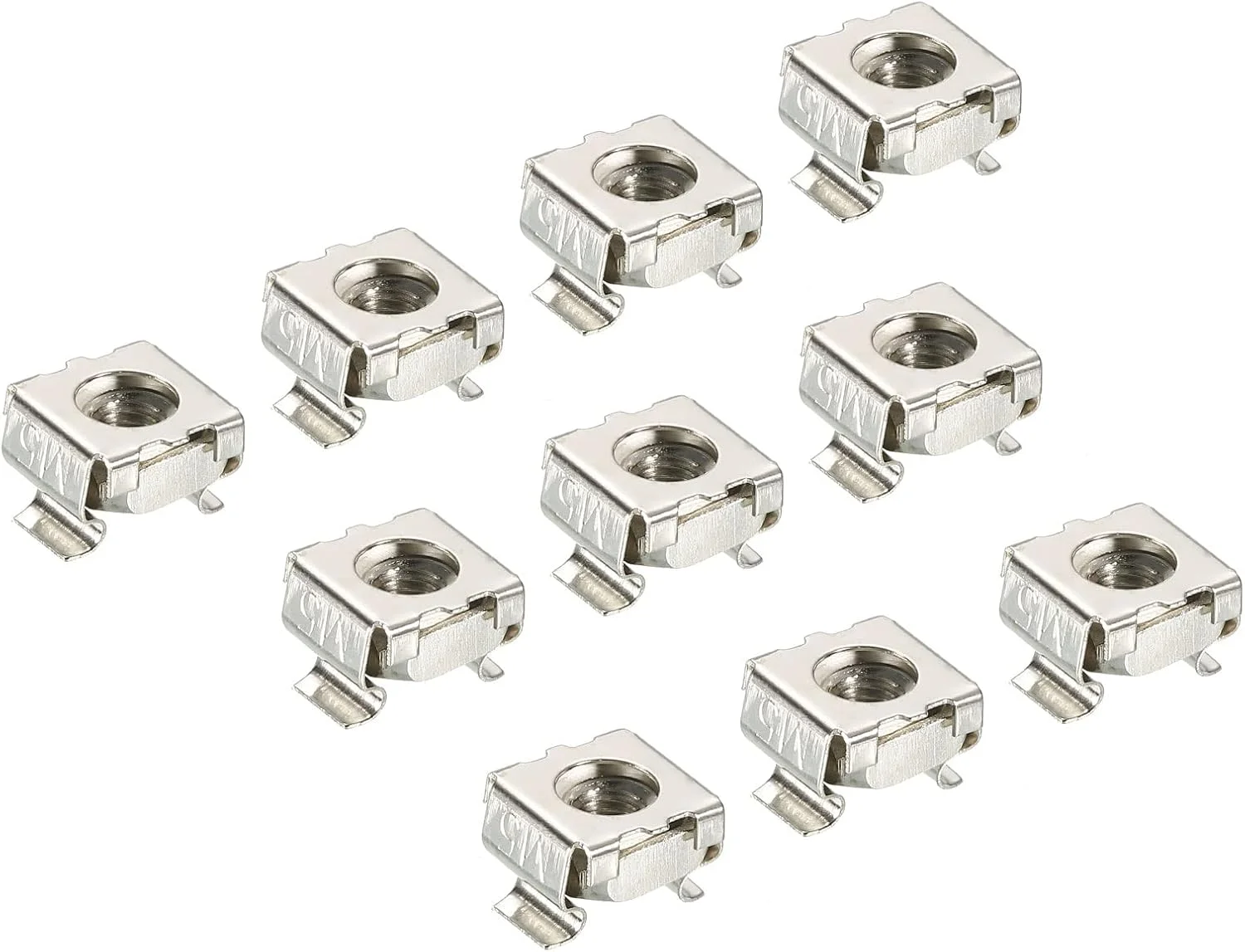 مهره قفسی HOPHO M5 فولاد کربنی با روکش نیکل برای رک های سرور، بسته 30 عددی، نقره ای