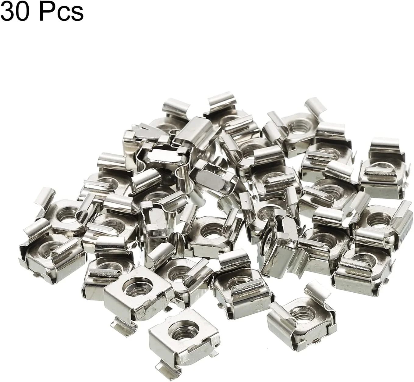 مهره قفسی HOPHO M5 فولاد کربنی با روکش نیکل برای رک های سرور، بسته 30 عددی، نقره ای