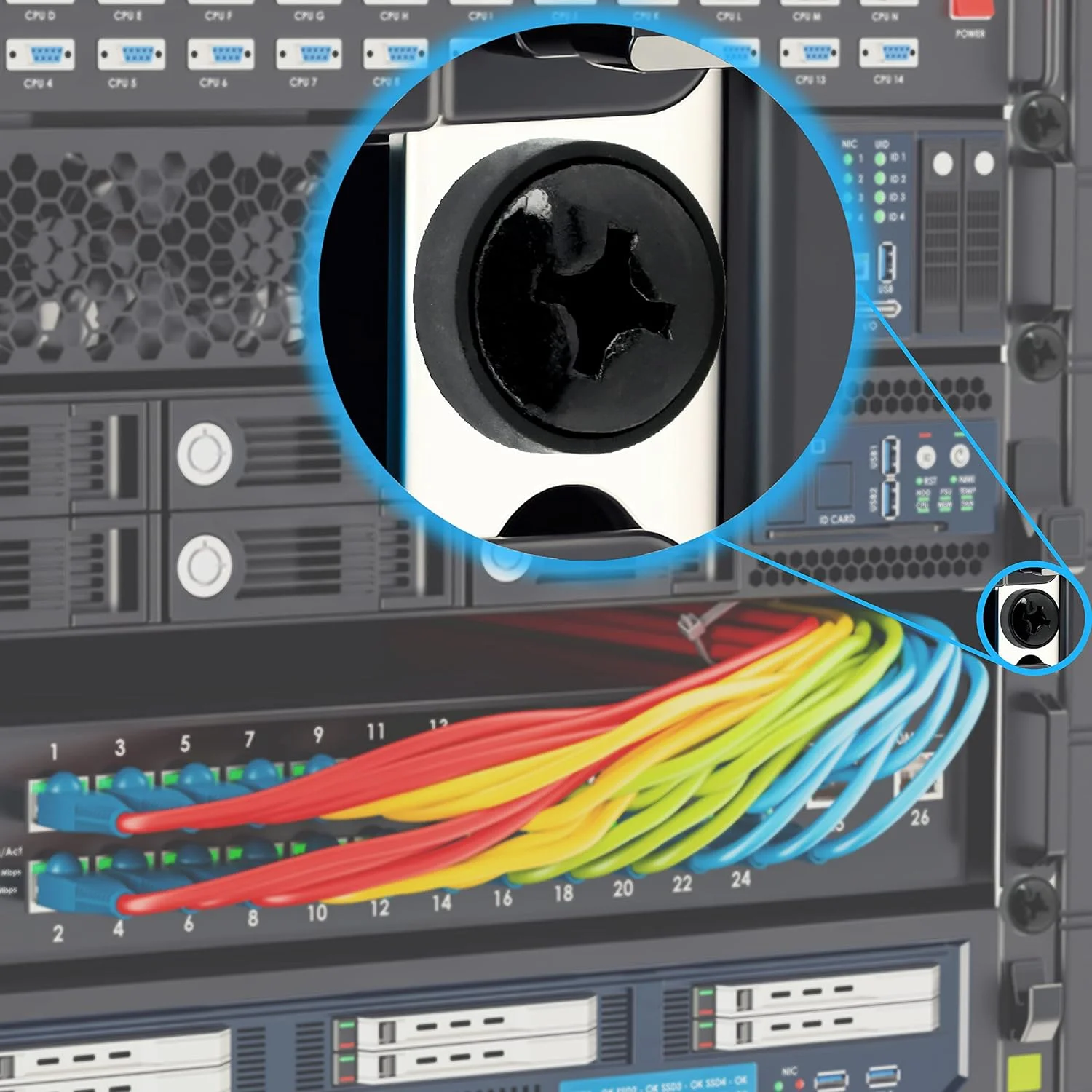 پیچ و مهره قفسی BIGtec، کیت نصب M6 برای کابینت های 10 اینچ و 19 اینچ، شبکه، پیچ، رک، مهره، بسته 50 عددی پیچ و مهره قفسی BIGtec، کیت نصب M6 برای کابینت های 10 اینچ و 19 اینچ، شبکه، پیچ، رک، مهره، بسته 50 عددی