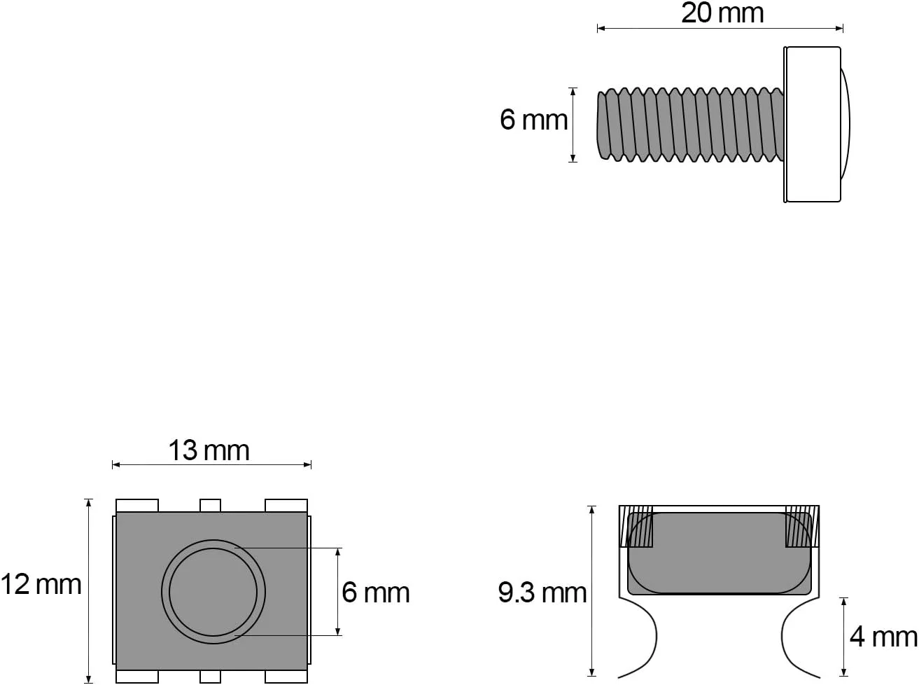 بسته 30 عددی مهره قفسی، پیچ و واشر M6 x 20mm برای رک سرور، قفسه رک سرور، روترها (نقره ای) بسته 30 عددی مهره قفسی، پیچ و واشر M6 x 20mm برای رک سرور، قفسه رک سرور، روترها (نقره ای)