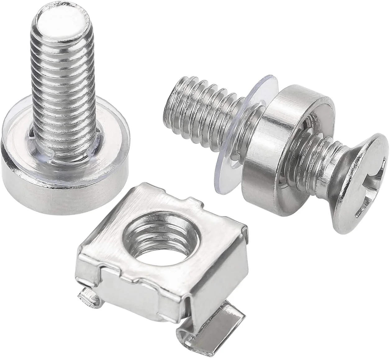 بسته 30 عددی مهره قفسی، پیچ و واشر M6 x 20mm برای رک سرور، قفسه رک سرور، روترها (نقره ای) بسته 30 عددی مهره قفسی، پیچ و واشر M6 x 20mm برای رک سرور، قفسه رک سرور، روترها (نقره ای)