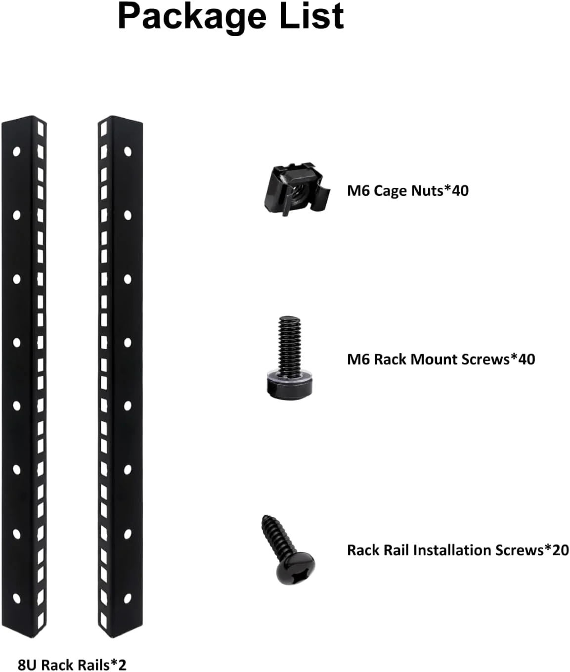 ریل رک 8U به همراه پیچ و مهره M6 برای رک های سرور و سوئیچ شبکه