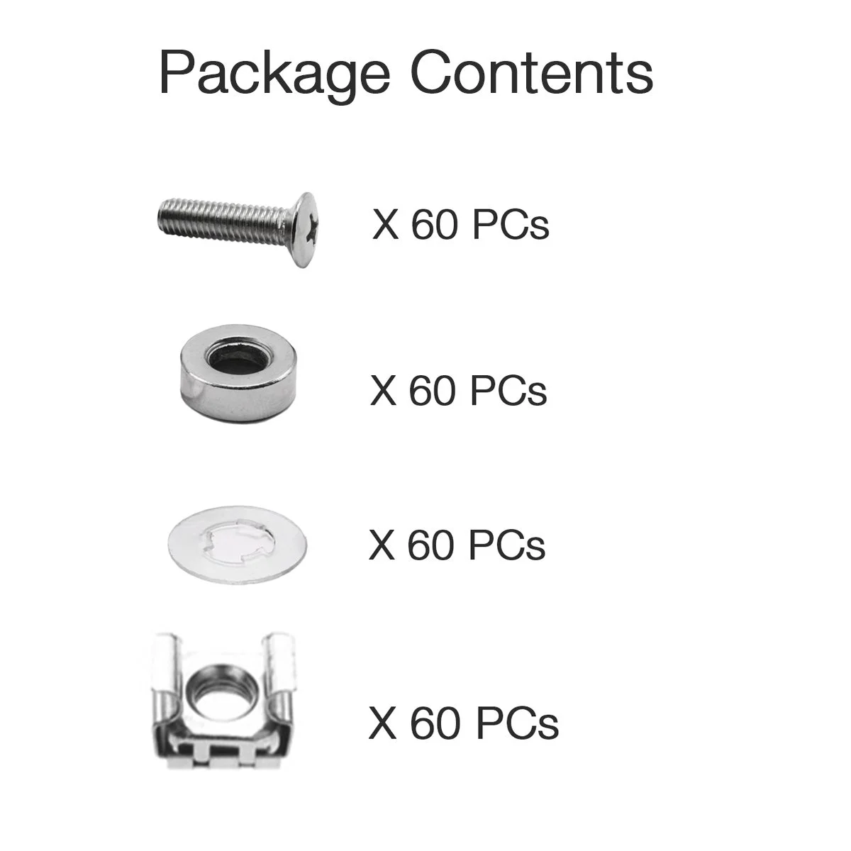 بسته 60 عددی پیچ و مهره قفسی M6 x 16mm برای رک سرور بسته 60 عددی پیچ و مهره قفسی M6 x 16mm برای رک سرور