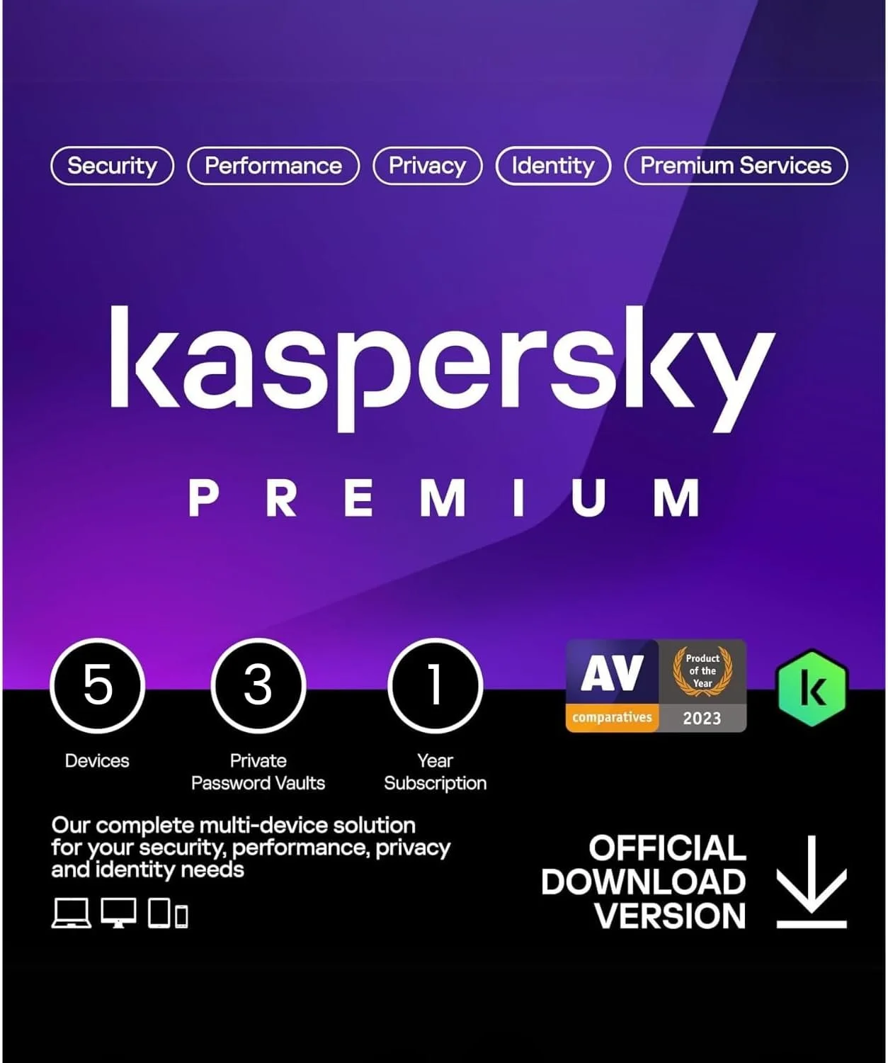 Kaspersky Premium + پشتیبانی مشتری 5 دستگاه 1 ساله (بدون CD) Kaspersky Premium + پشتیبانی مشتری 5 دستگاه 1 ساله (بدون CD)