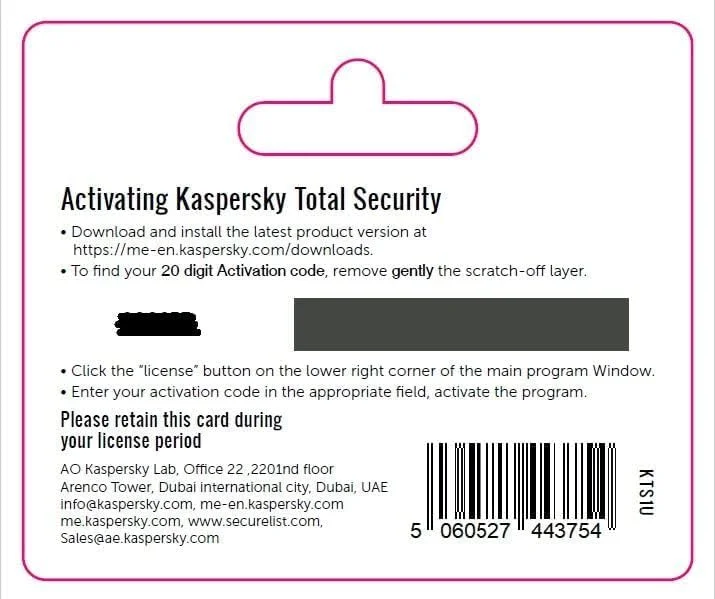 کد فعال سازی یک ساله کسپرسکی توتال سکیوریتی برای یک دستگاه کد فعال سازی یک ساله کسپرسکی توتال سکیوریتی برای یک دستگاه