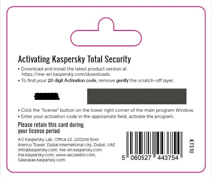 کد فعال سازی یک ساله کسپرسکی توتال سکیوریتی برای یک دستگاه کد فعال سازی یک ساله کسپرسکی توتال سکیوریتی برای یک دستگاه