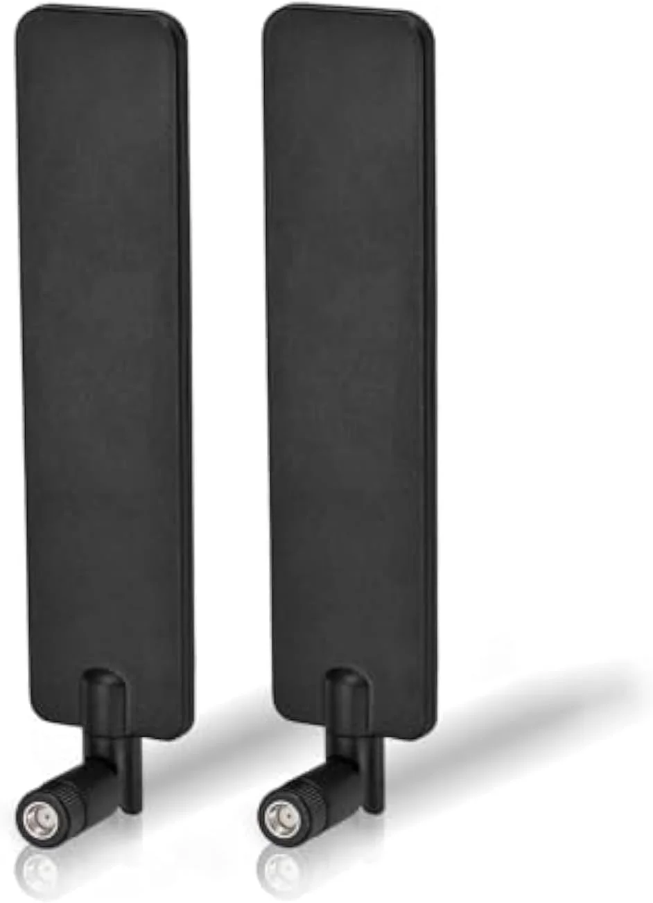آنتن سه باندی وای فای 6E آزونی، آنتن وای فای 2.4 گیگاهرتز 5 گیگاهرتز 6 گیگاهرتز 5dBi MIMO RP-SMA نر برای روتر وای فای اتصالات بی سیم پرسرعت در خانه ها و دفاتر هوشمند (بسته 2 عددی)