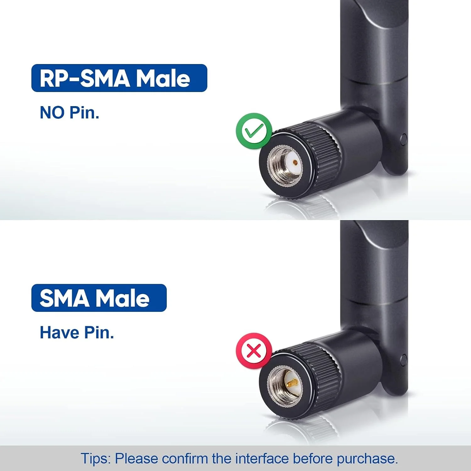 آنتن وای فای دو بانده Bingfu با فرکانس 2.4 گیگاهرتز و 5 گیگاهرتز و 5.8 گیگاهرتز 8dBi MIMO RP-SMA نر (بسته 4 عددی) برای روتر وای فای، کارت شبکه بی سیم، آداپتور USB، دوربین مداربسته امنیتی، مانیتور نظارت تصویری