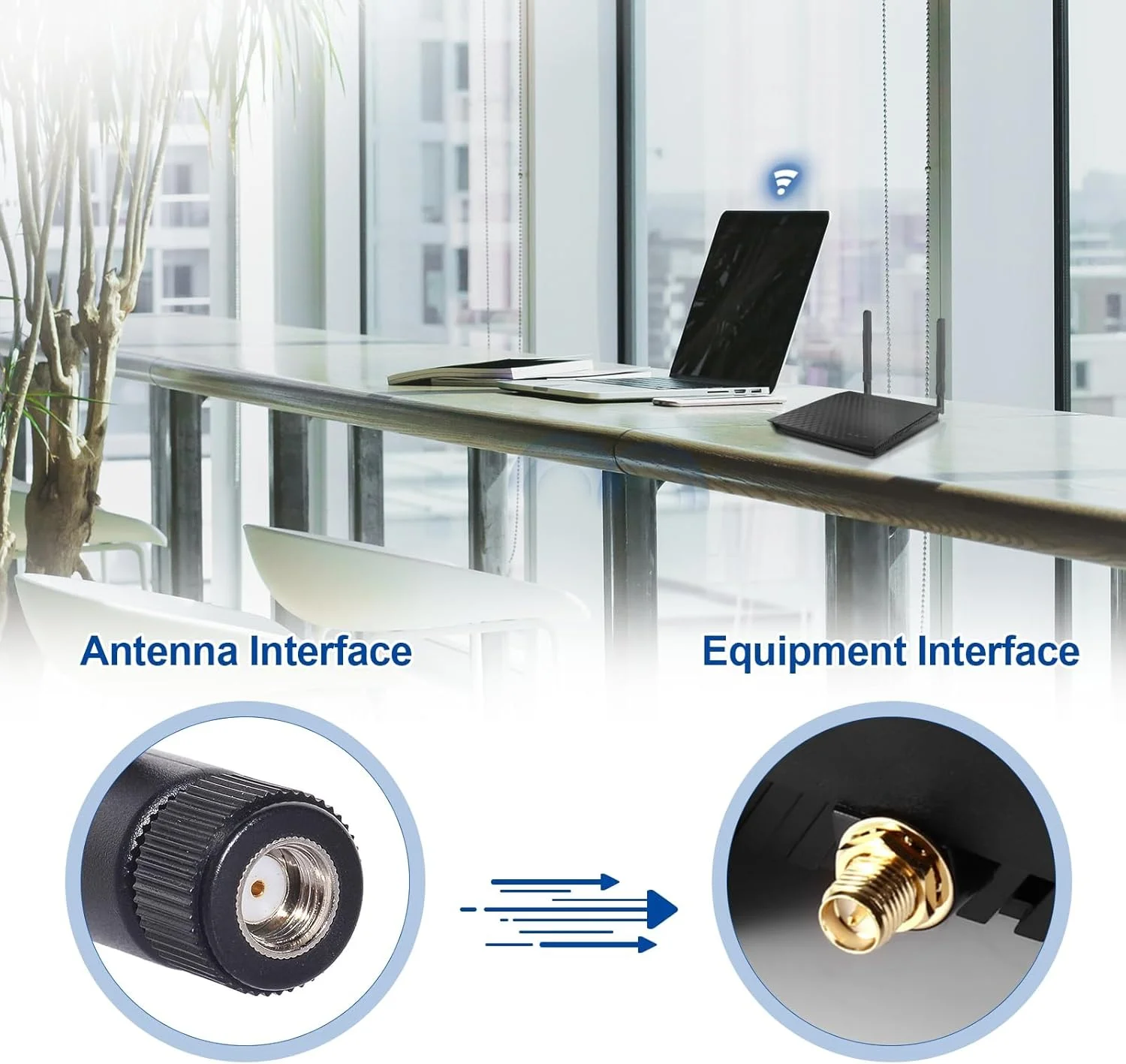 آنتن وای فای دو بانده Bingfu با فرکانس 2.4 گیگاهرتز و 5 گیگاهرتز و 5.8 گیگاهرتز 8dBi MIMO RP-SMA نر (بسته 4 عددی) برای روتر وای فای، کارت شبکه بی سیم، آداپتور USB، دوربین مداربسته امنیتی، مانیتور نظارت تصویری