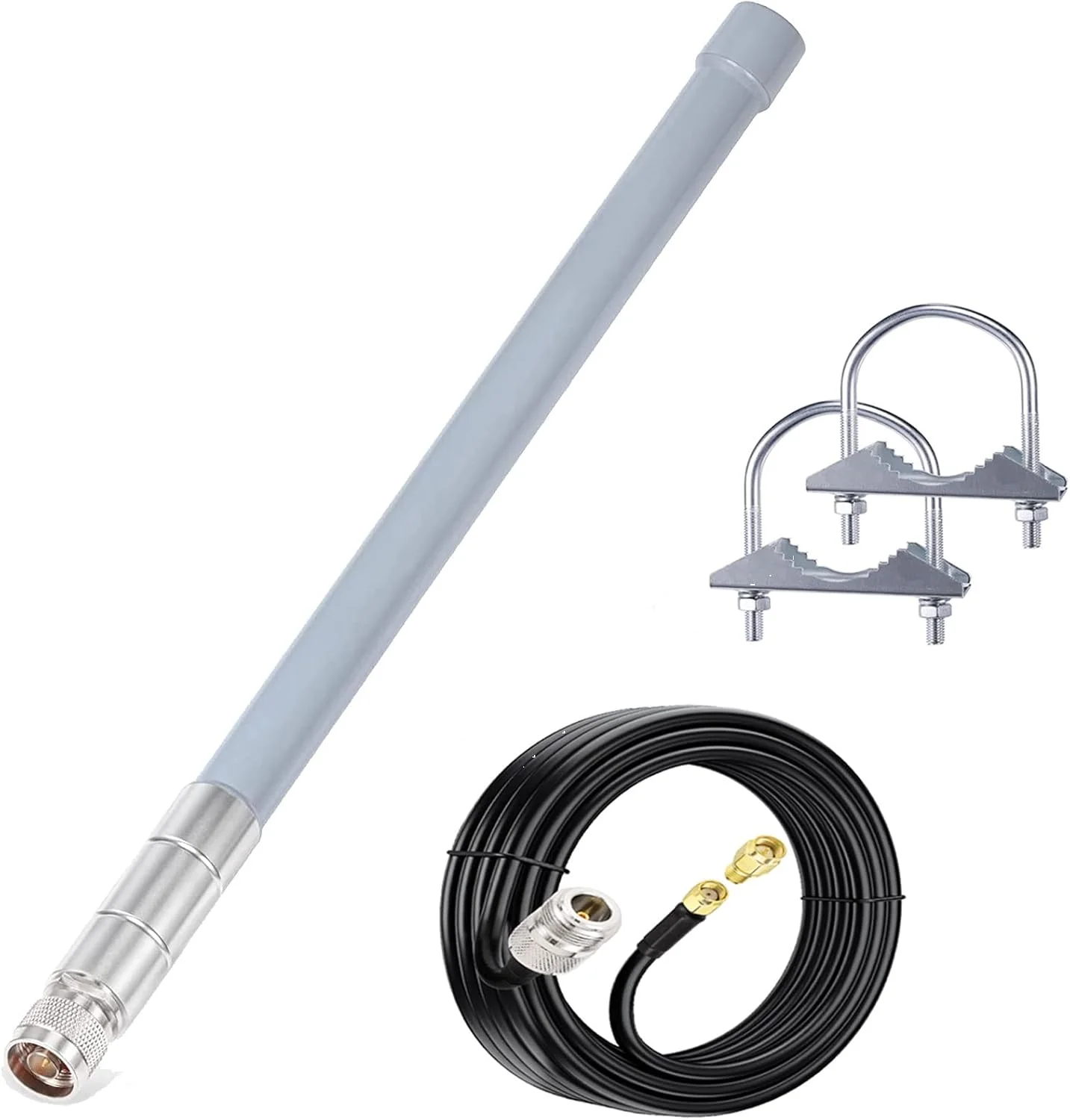 آنتن وای فای بیرونی Bingfu 5dbi دو بانده 2.4 گیگاهرتز 5 گیگاهرتز با بهره بالا، همه جهته، RP-SMA/SMA نر برای دوربین مداربسته بی سیم، روتر وای فای، مانیتور نظارت تصویری