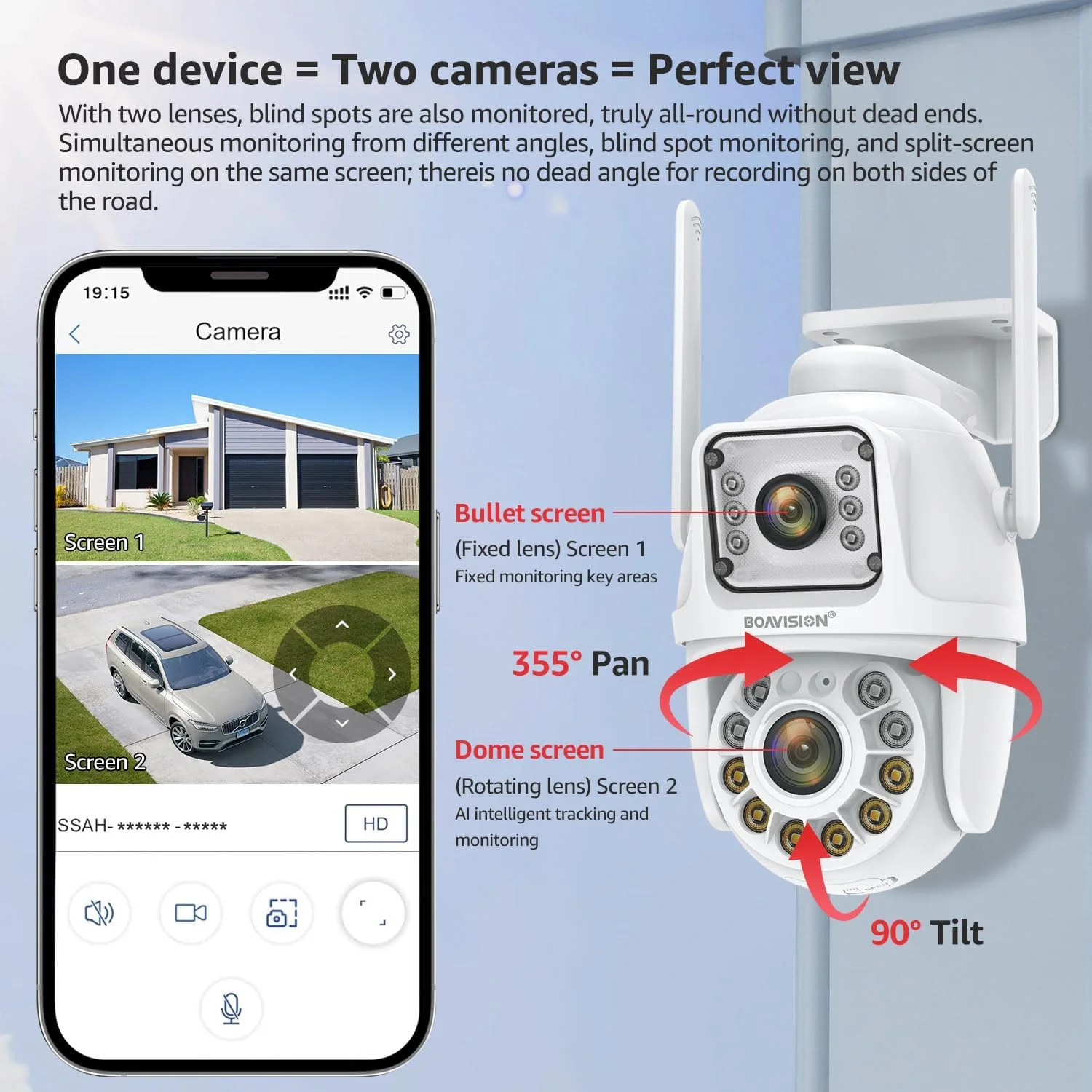 دوربین امنیتی بیسیم 5G/2.4G WiFi بوآویژن، PTZ با لنز دوگانه، دید 360 درجه، ردیابی هوشمند انسان، دید در شب رنگی، ضبط 24/7، صدای دو طرفه، ذخیره سازی ابری و کارت SD دوربین امنیتی بیسیم 5G/2.4G WiFi بوآویژن، PTZ با لنز دوگانه، دید 360 درجه، ردیابی هوشمند انسان، دید در شب رنگی، ضبط 24/7، صدای دو طرفه، ذخیره سازی ابری و کارت SD