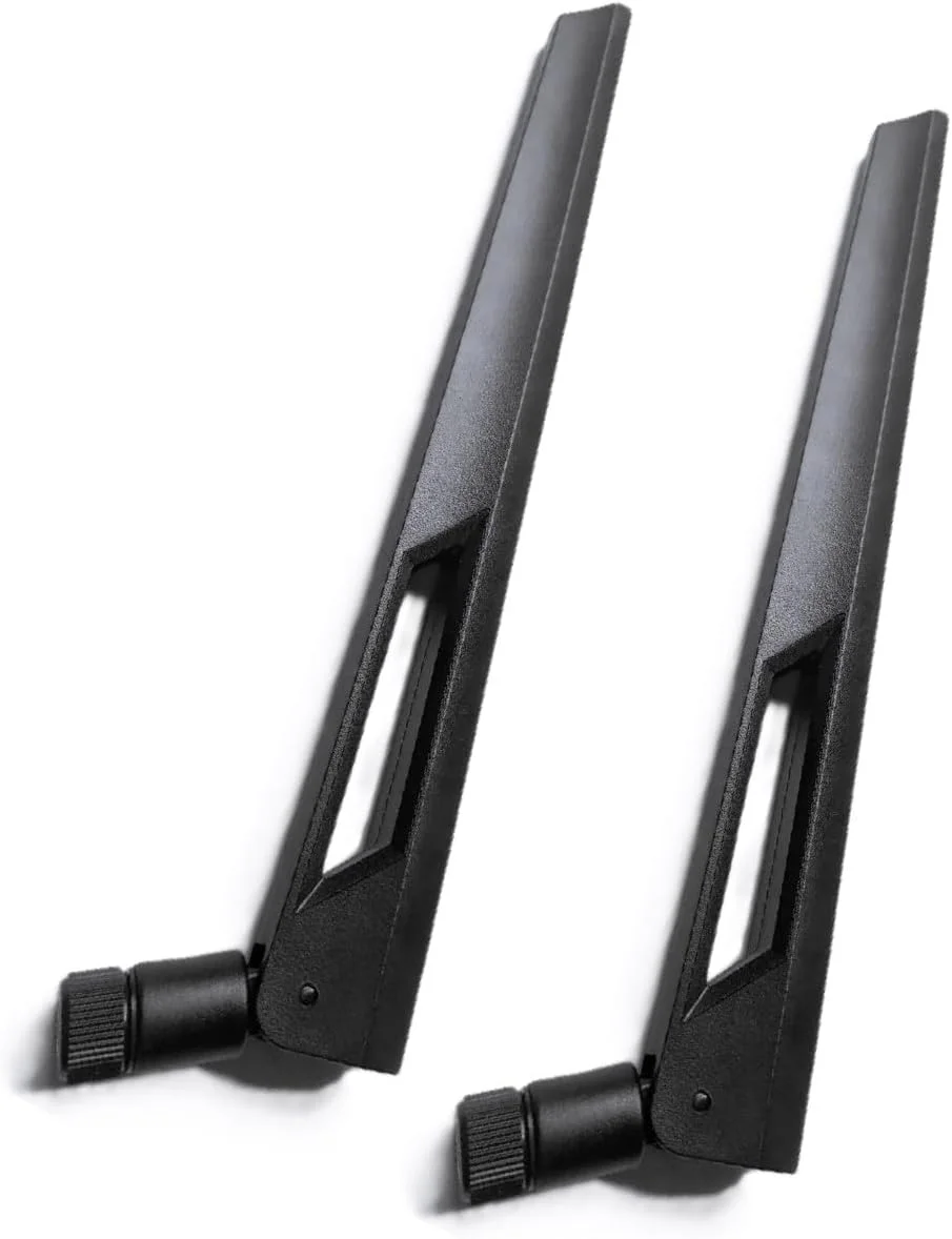 آنتن های وای فای تقویت کننده سیگنال دو بانده 10dBi مشکی و مشکی (2.4GHz/5GHz-5.8GHz) با کانکتور RP-SMA نر برای دوربین بی سیم، روتر، هات اسپات - بسته 2 عددی