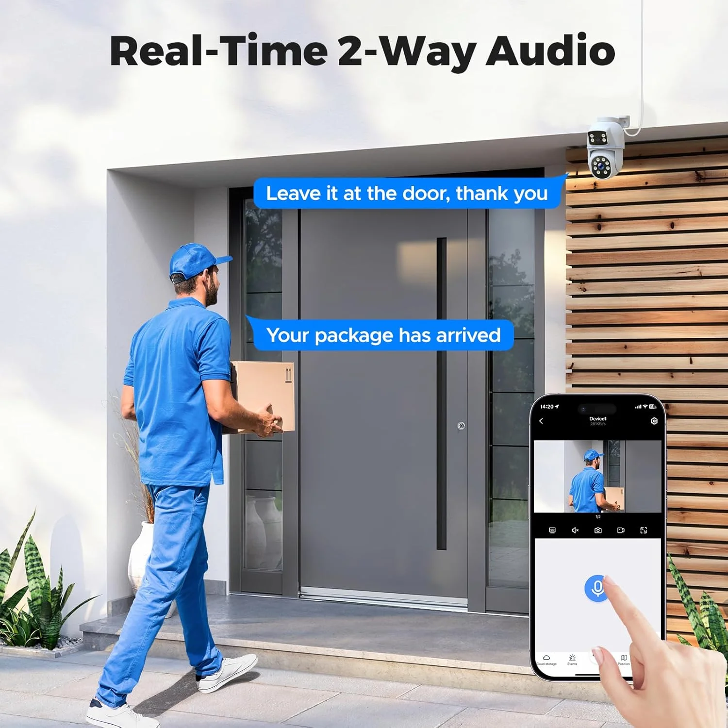 سیستم دوربین مداربسته سیمی دو لنز POE بیرونی CAMCamcamp، 4 دوربین 2 در 1، صدای دو طرفه، ردیابی خودکار، PTZ، دید در شب رنگی، NVR 8 کاناله با